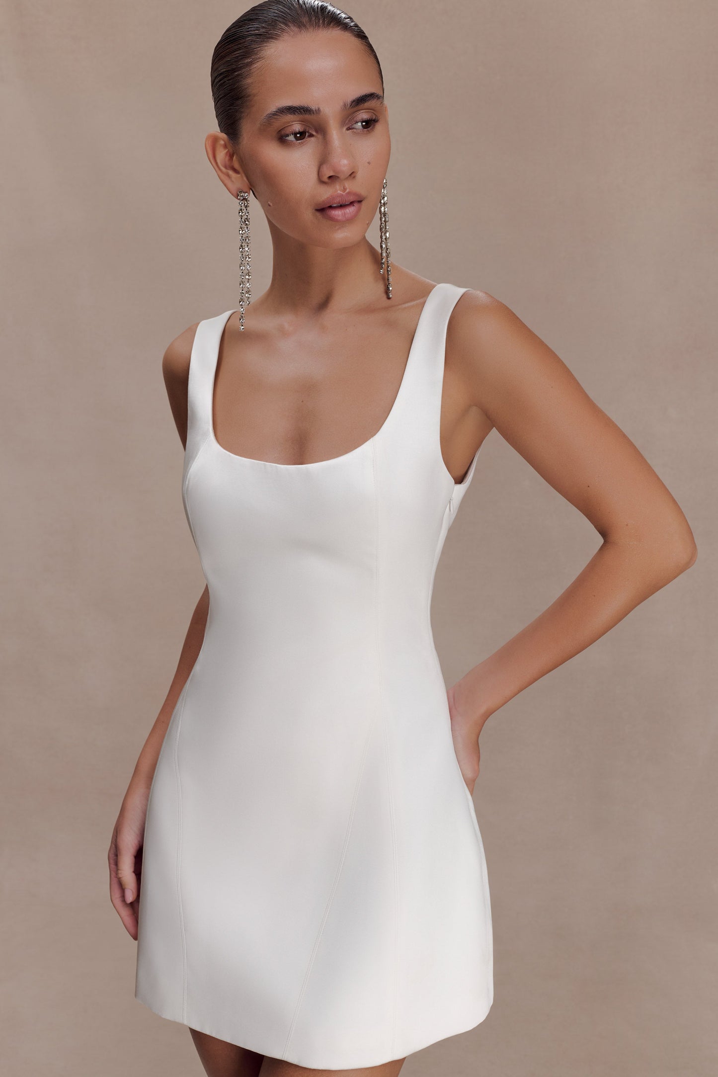 Beth Satin Mini Dress - White