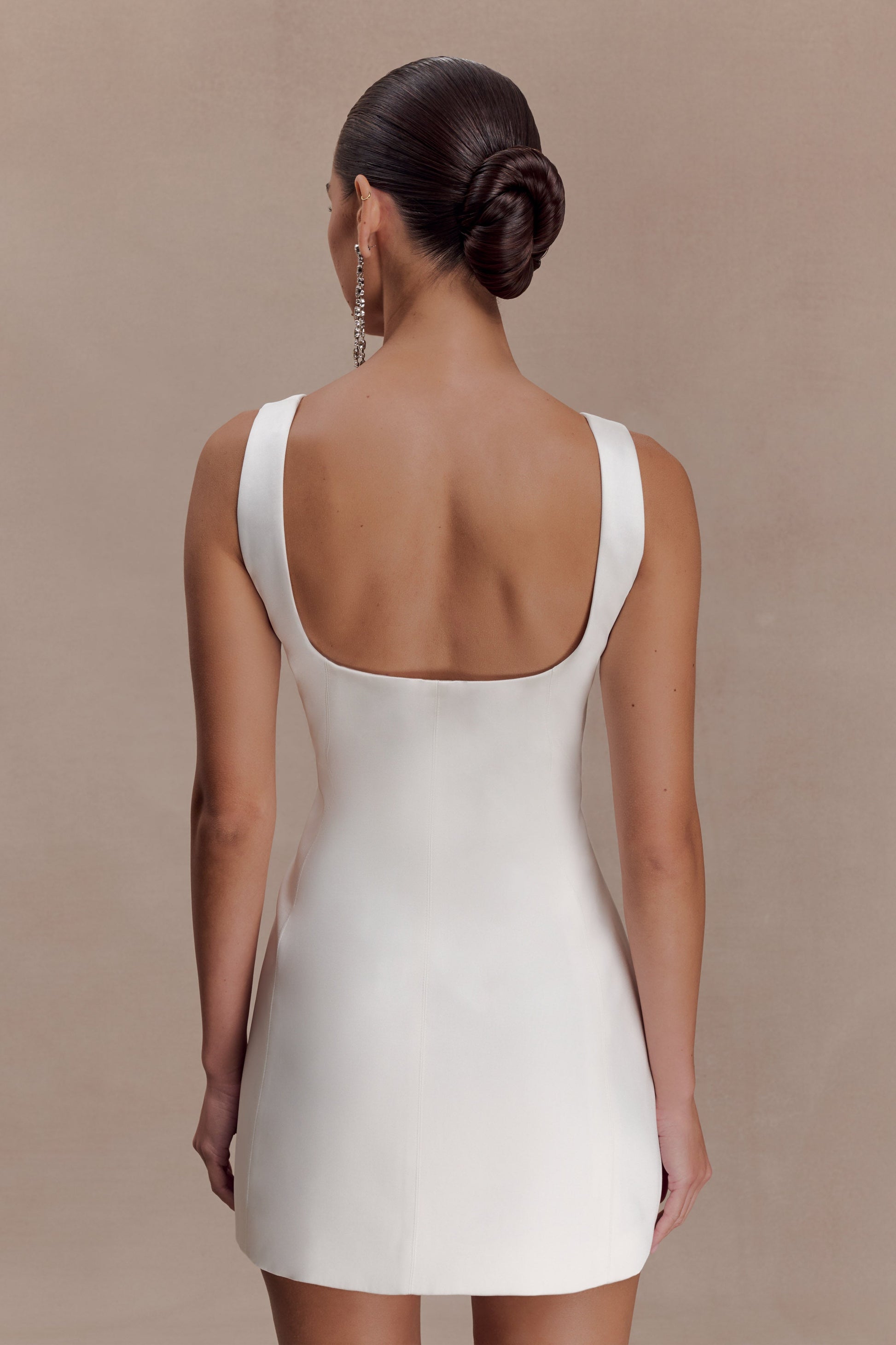 Beth Satin Mini Dress - White #2