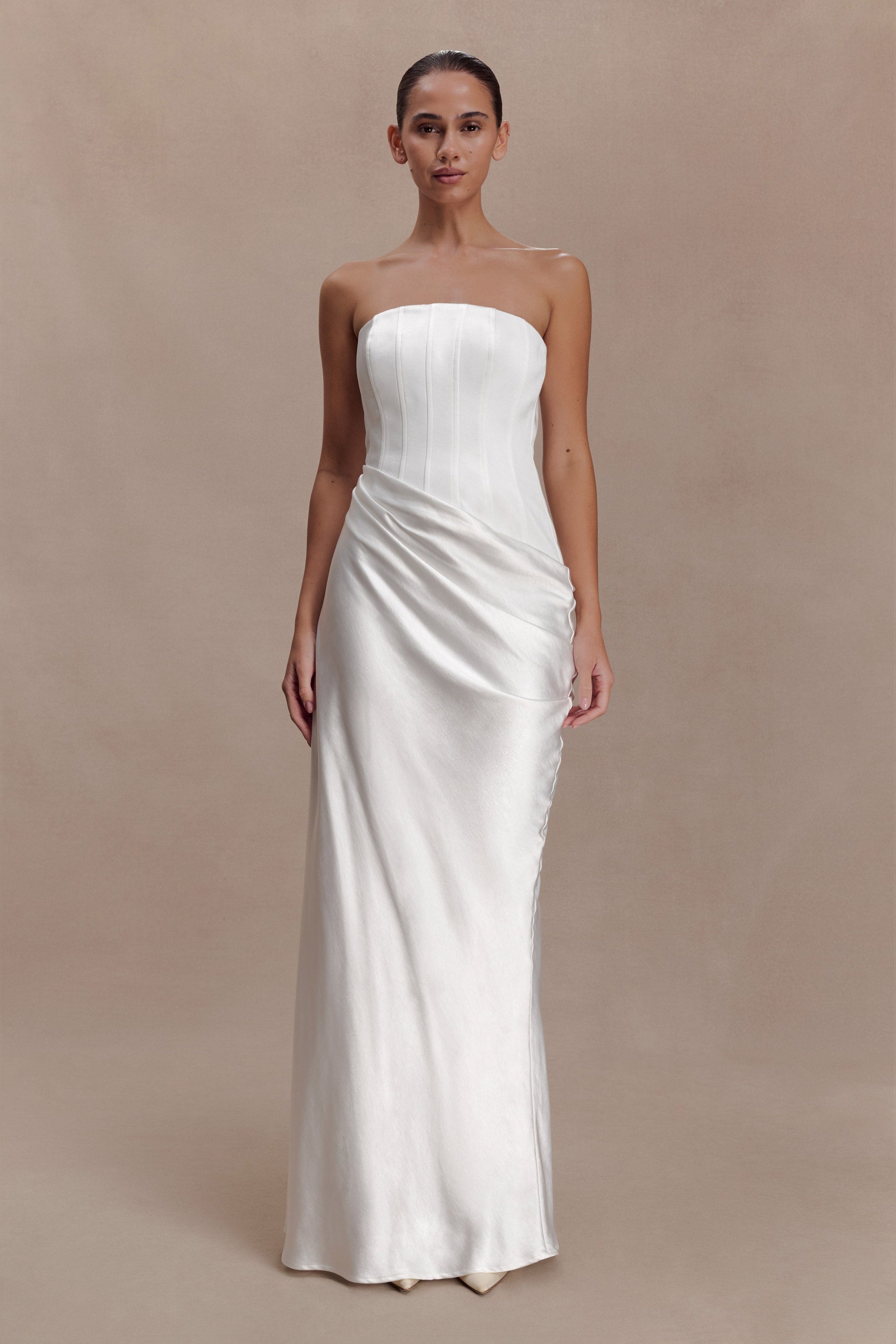 Grace Strapless Draped Waist Maxi Dress - Ivory #2