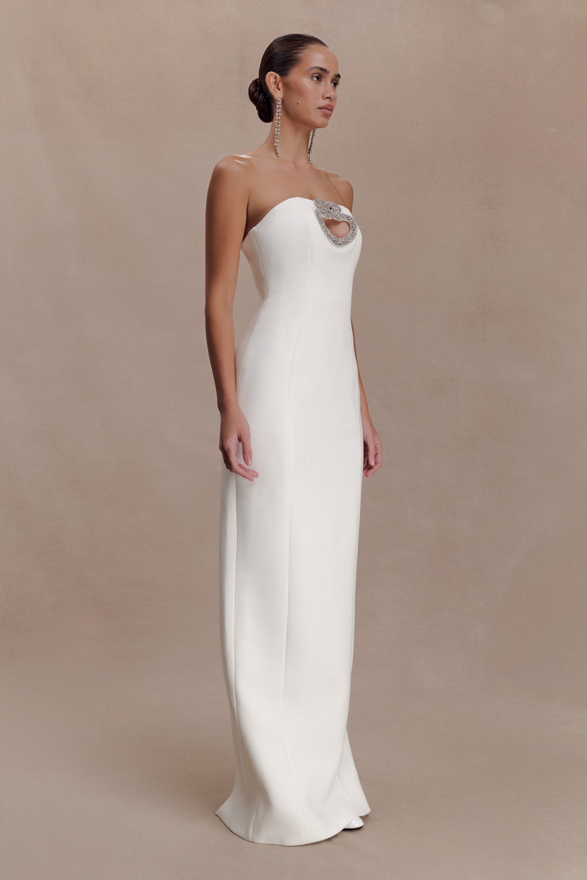 Hilda Embellished Strapless Maxi Dress - White