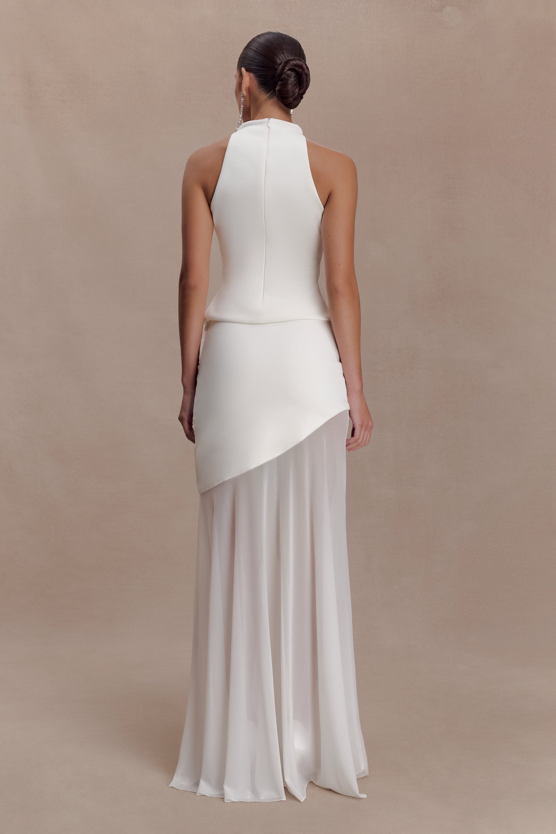 Portia Scuba And Mesh Maxi Skirt - White #2