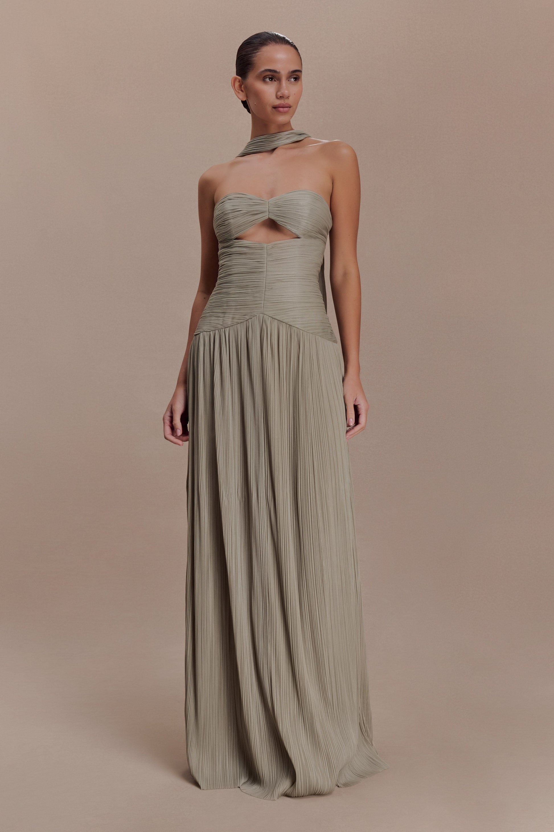 Juliette Pleated Chiffon Maxi Dress - Silver #4