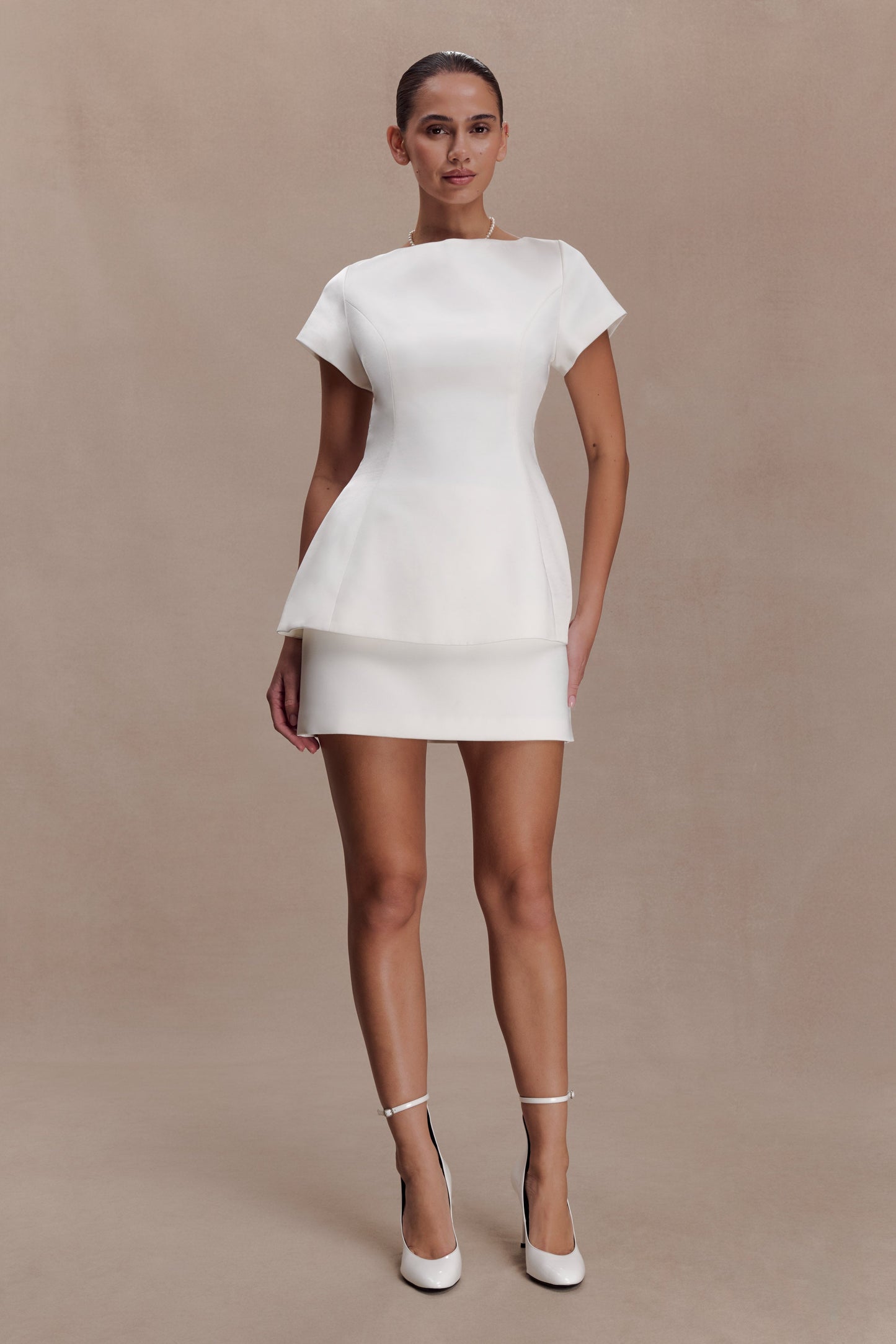 Adeline Satin Mini Skirt - White