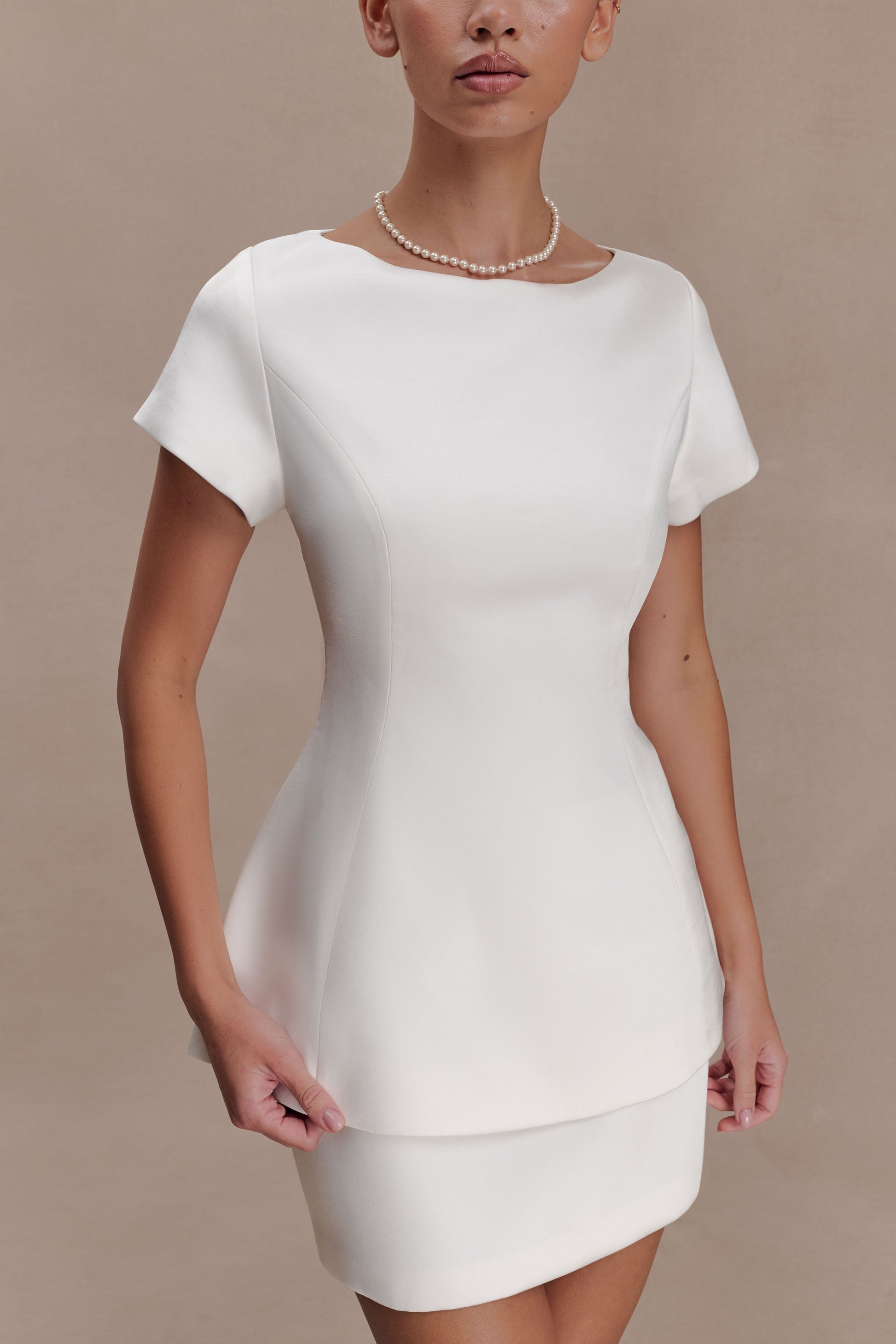 Adeline Short Sleeve Satin Top - White #3