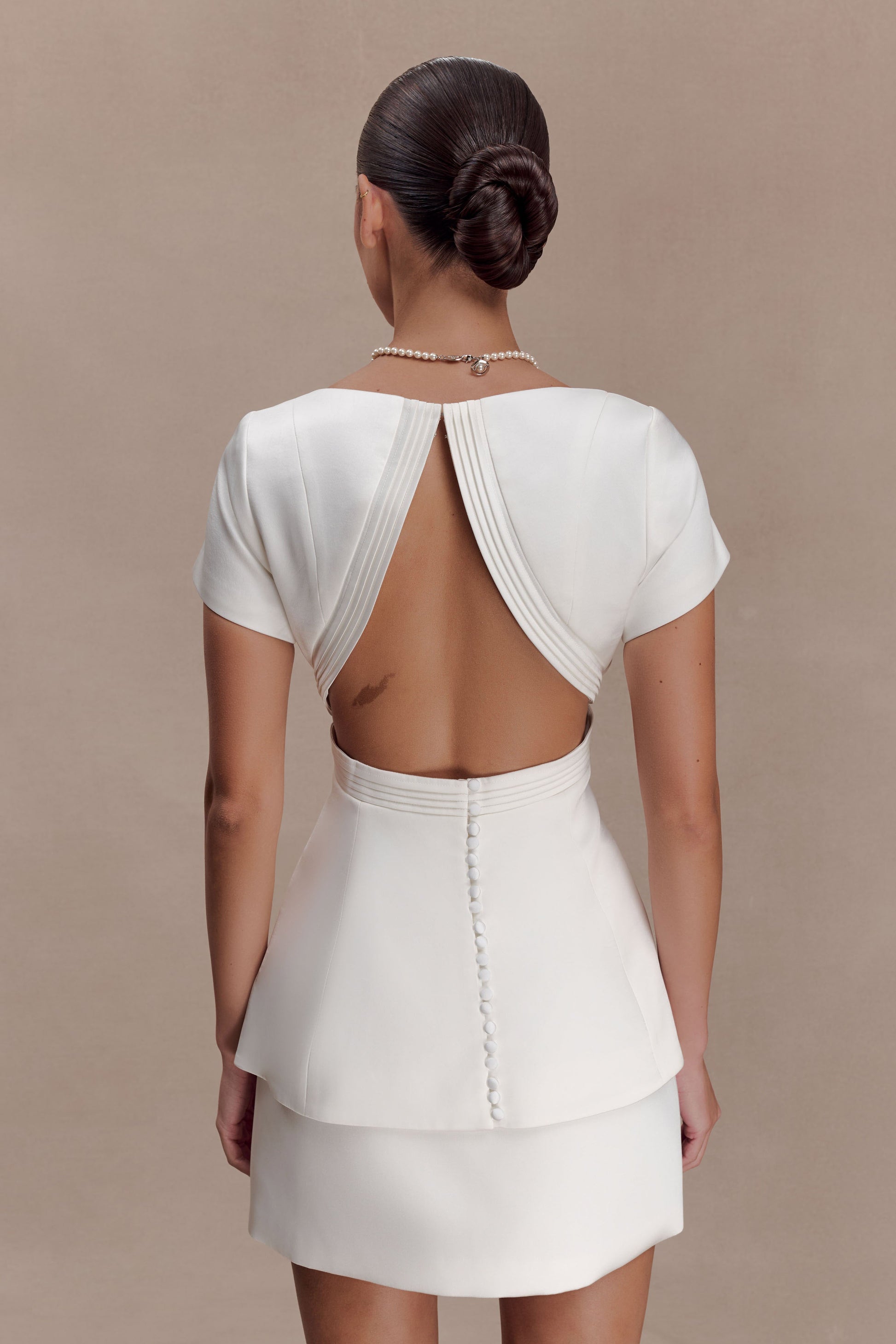 Adeline Short Sleeve Satin Top - White #2