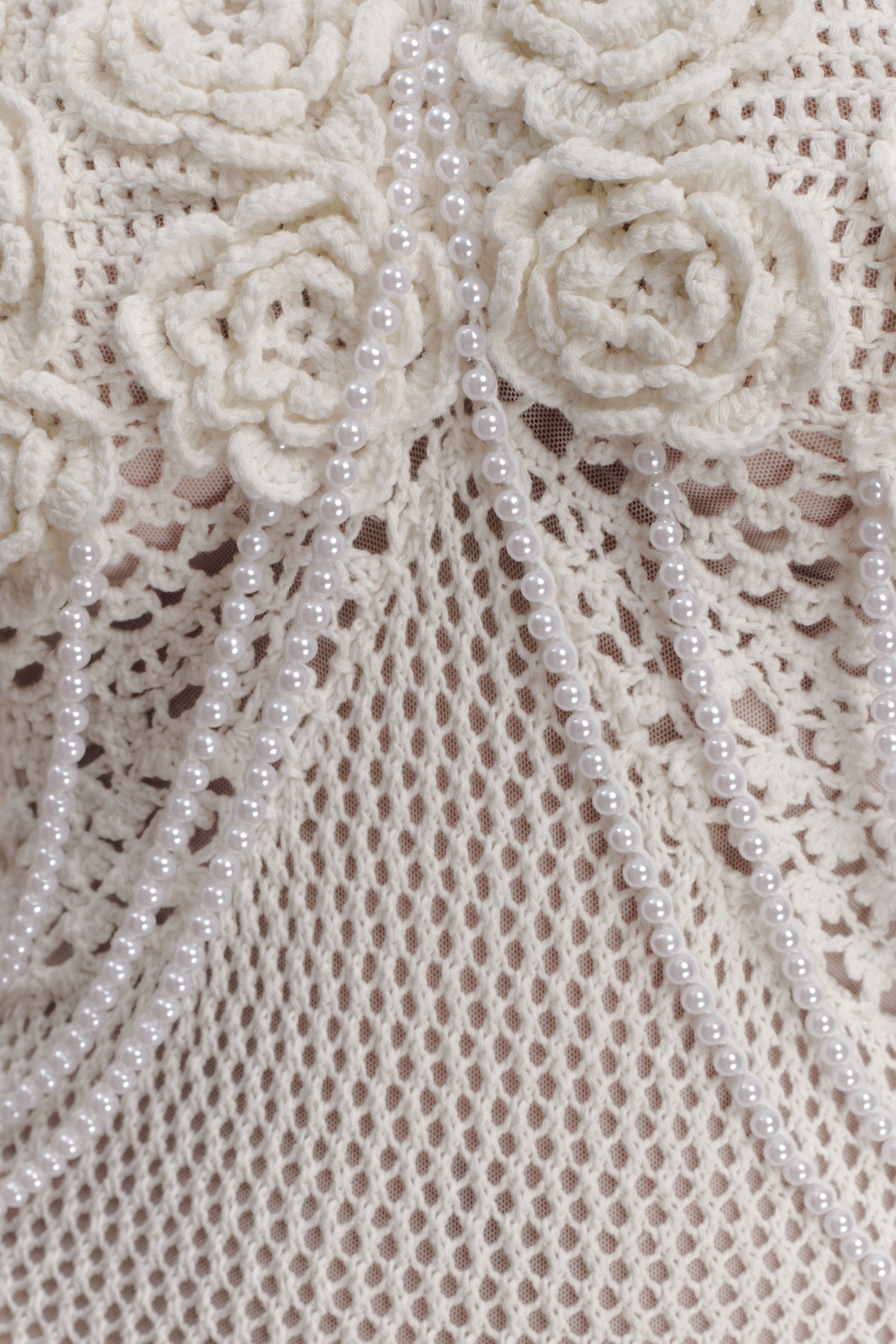 Samantha Crochet Midi Dress With Flowers - Ivory #5