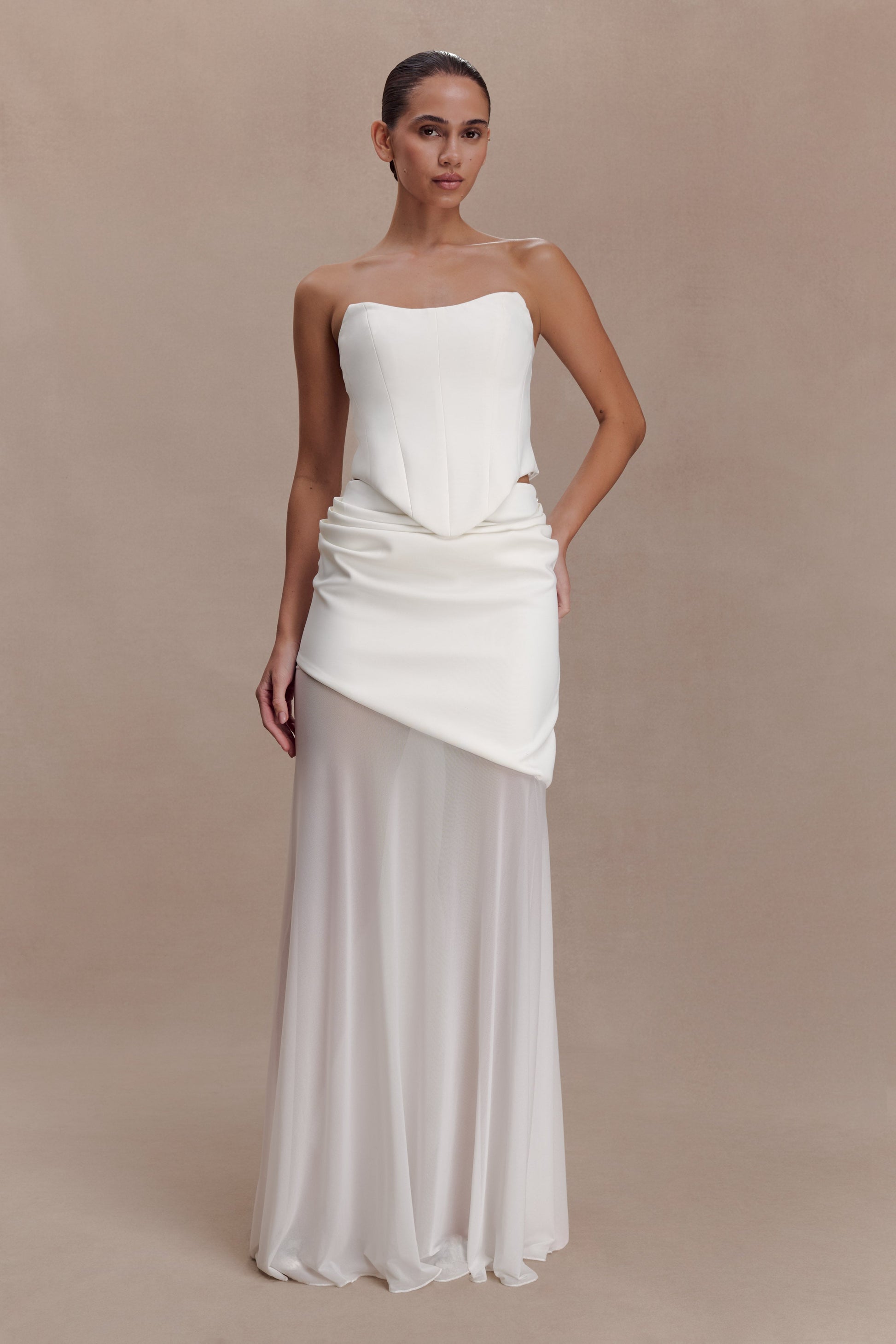 Karina Strapless Scuba Corset  - White #6