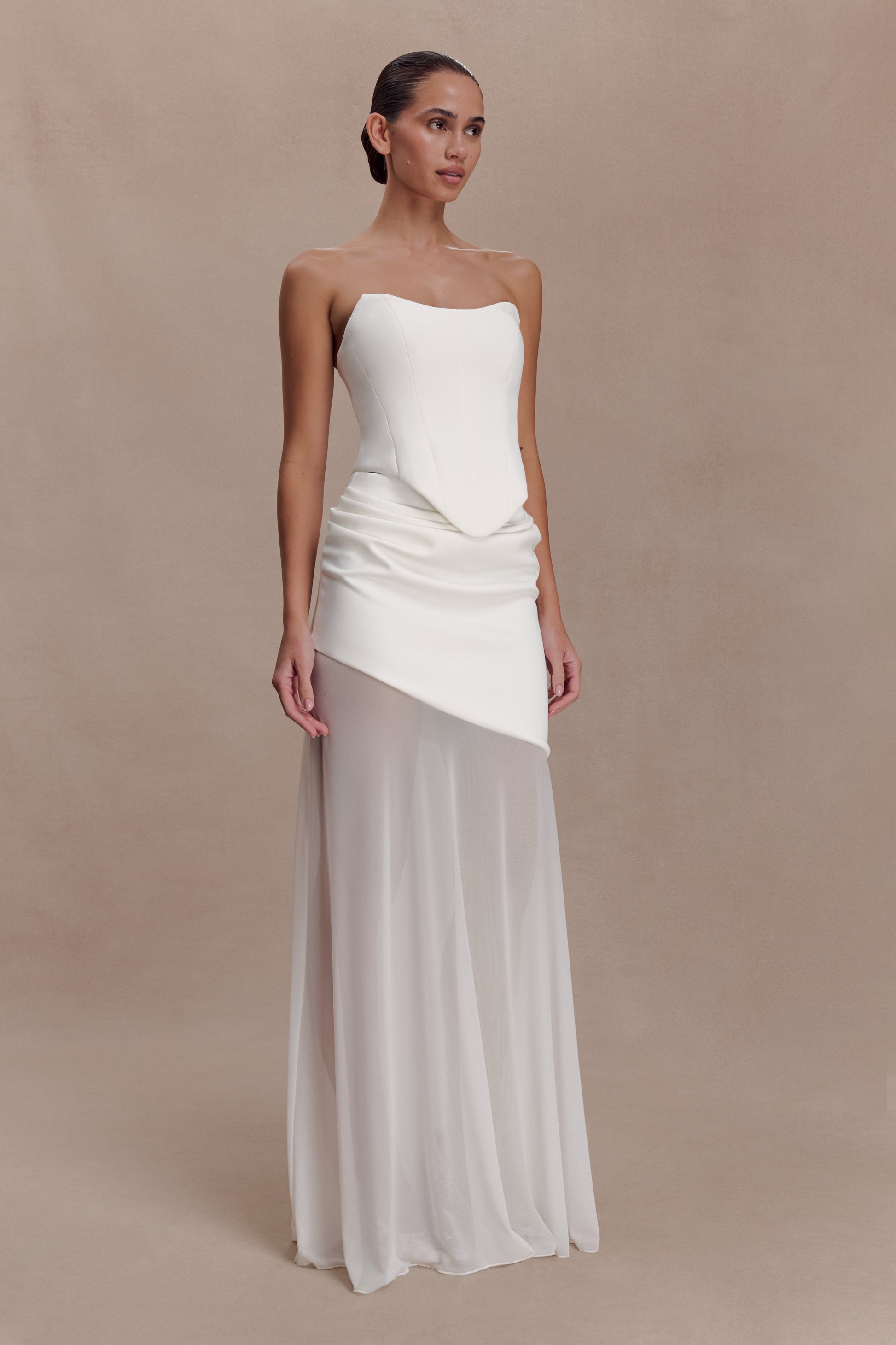 Karina Strapless Scuba Corset  - White #4