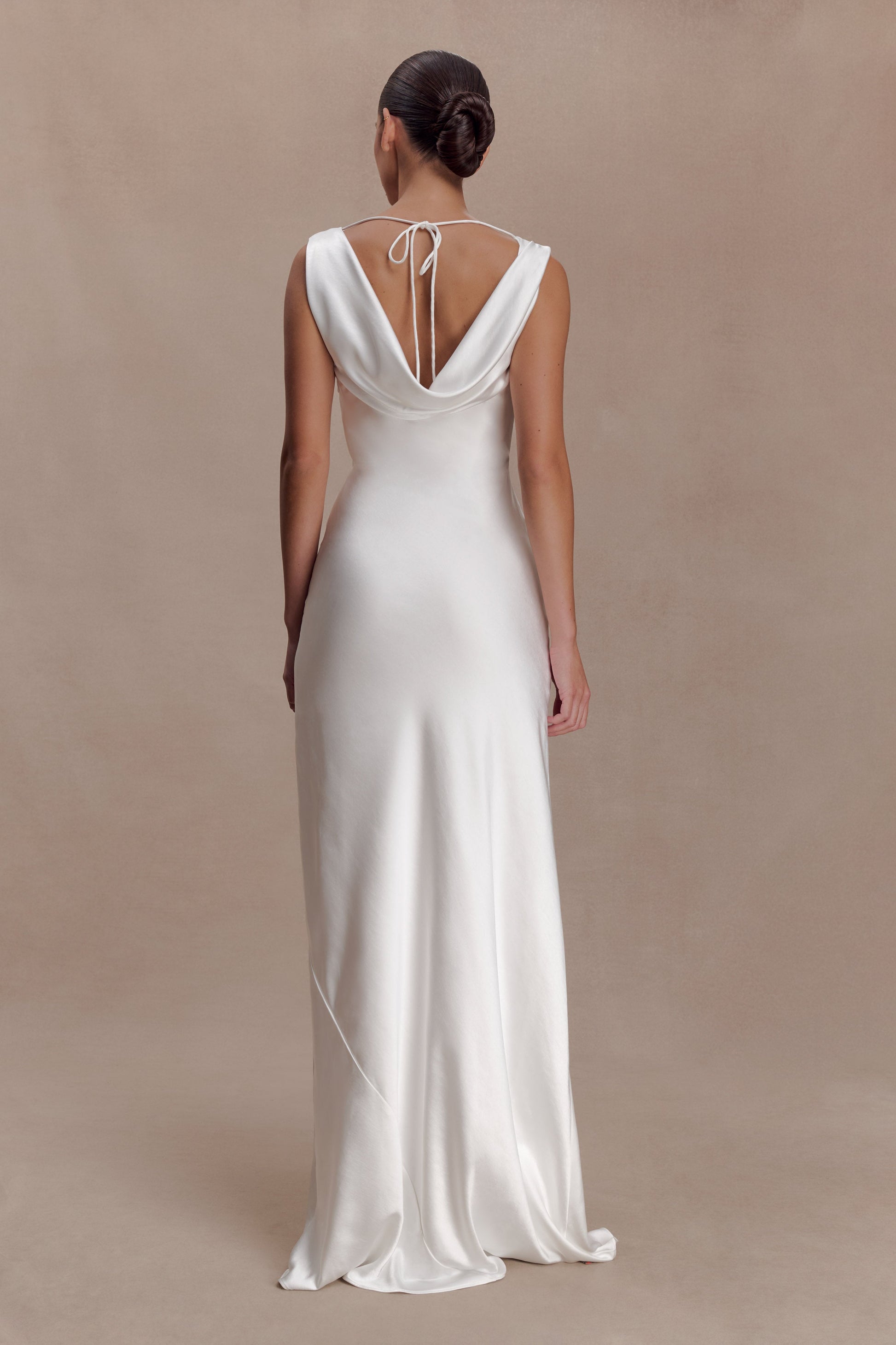 Ashley Cowl Neck Lace And Satin Maxi Dress - Ivory #2