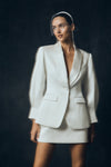 Kylie Oversized Satin Blazer - White