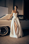 Willow Off Shoulder Satin Maxi Gown - White