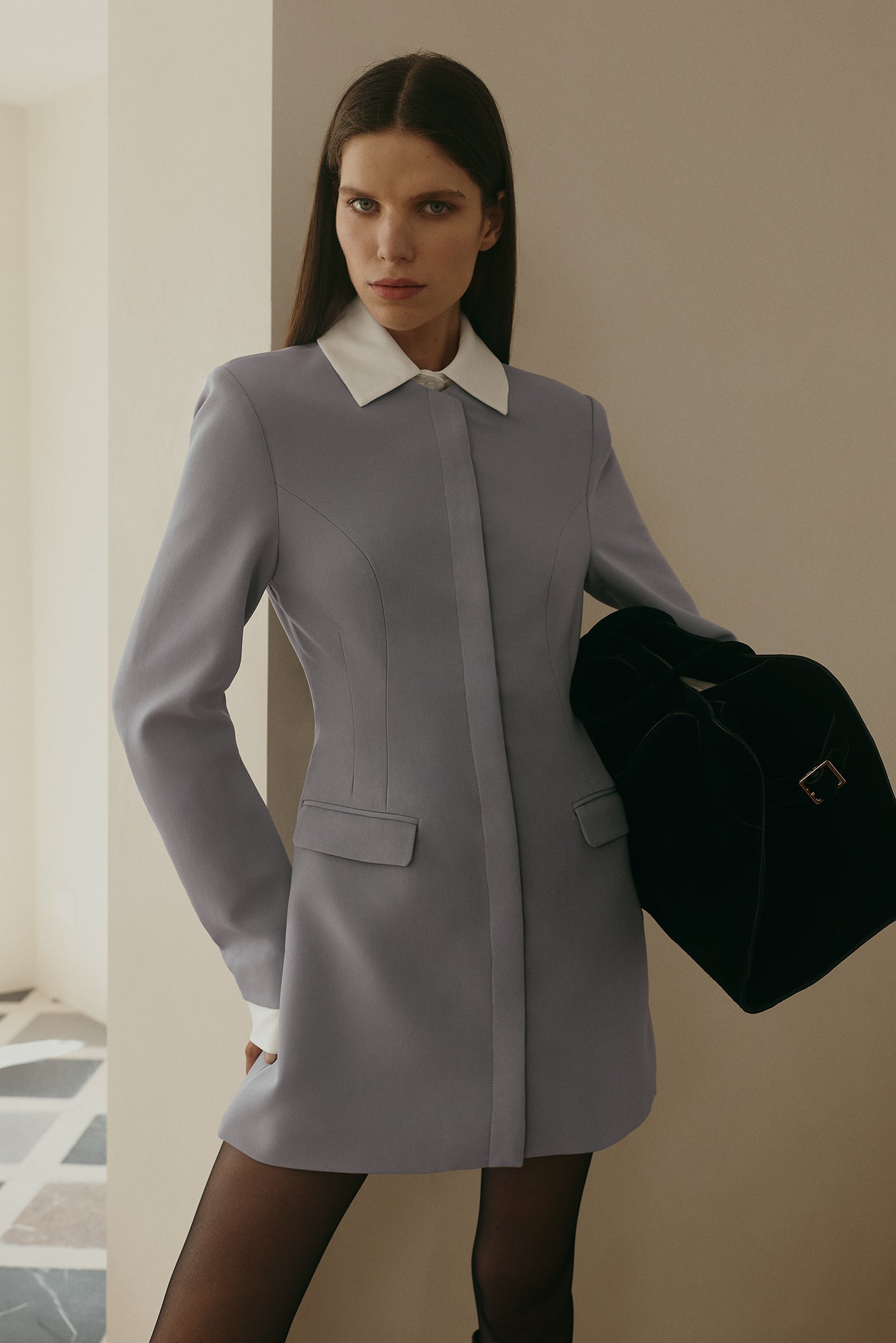 Gretchen Suiting Mini Dress - Grey