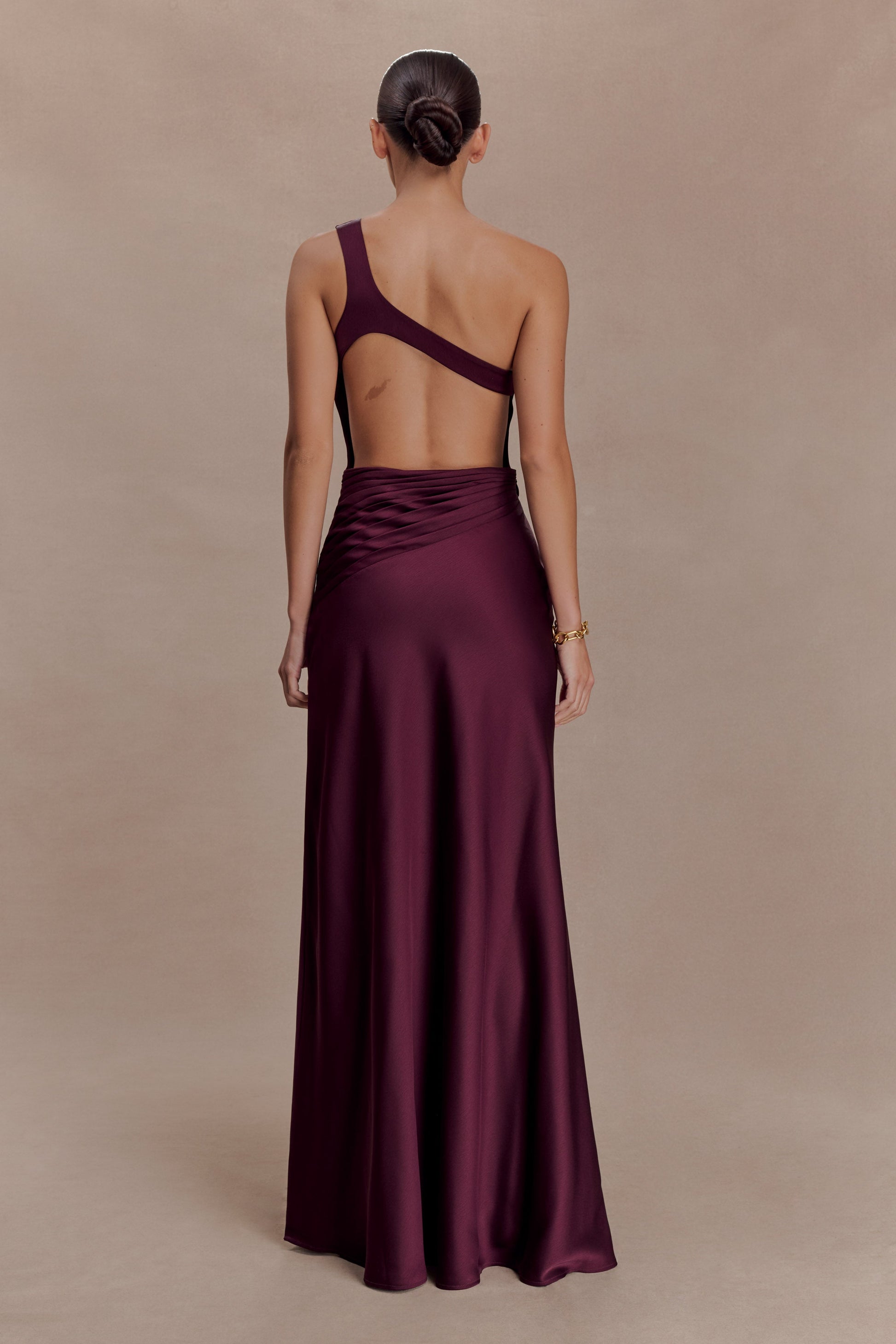 Lyla Asymmetrical Satin Maxi Dress - Plum #2