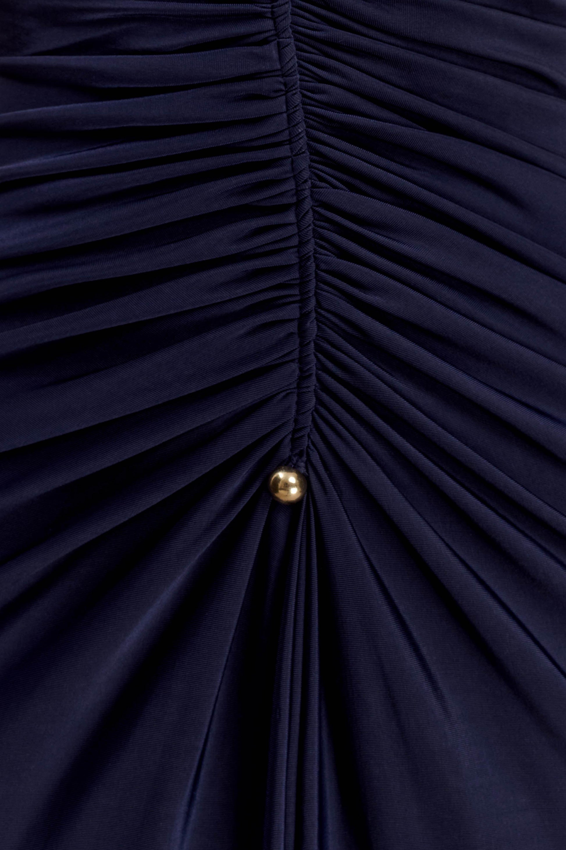 Perrie Slinky Ruched Maxi Dress - Ink Blue #5