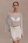 Kirstine Bralette With Chiffon Overlay - Ivory