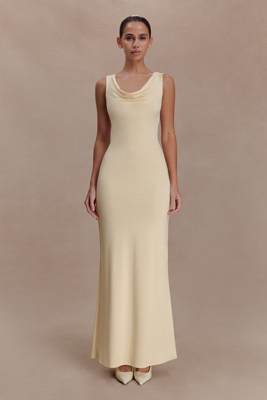 Marta Slinky Cowl Maxi Dress - Lemon