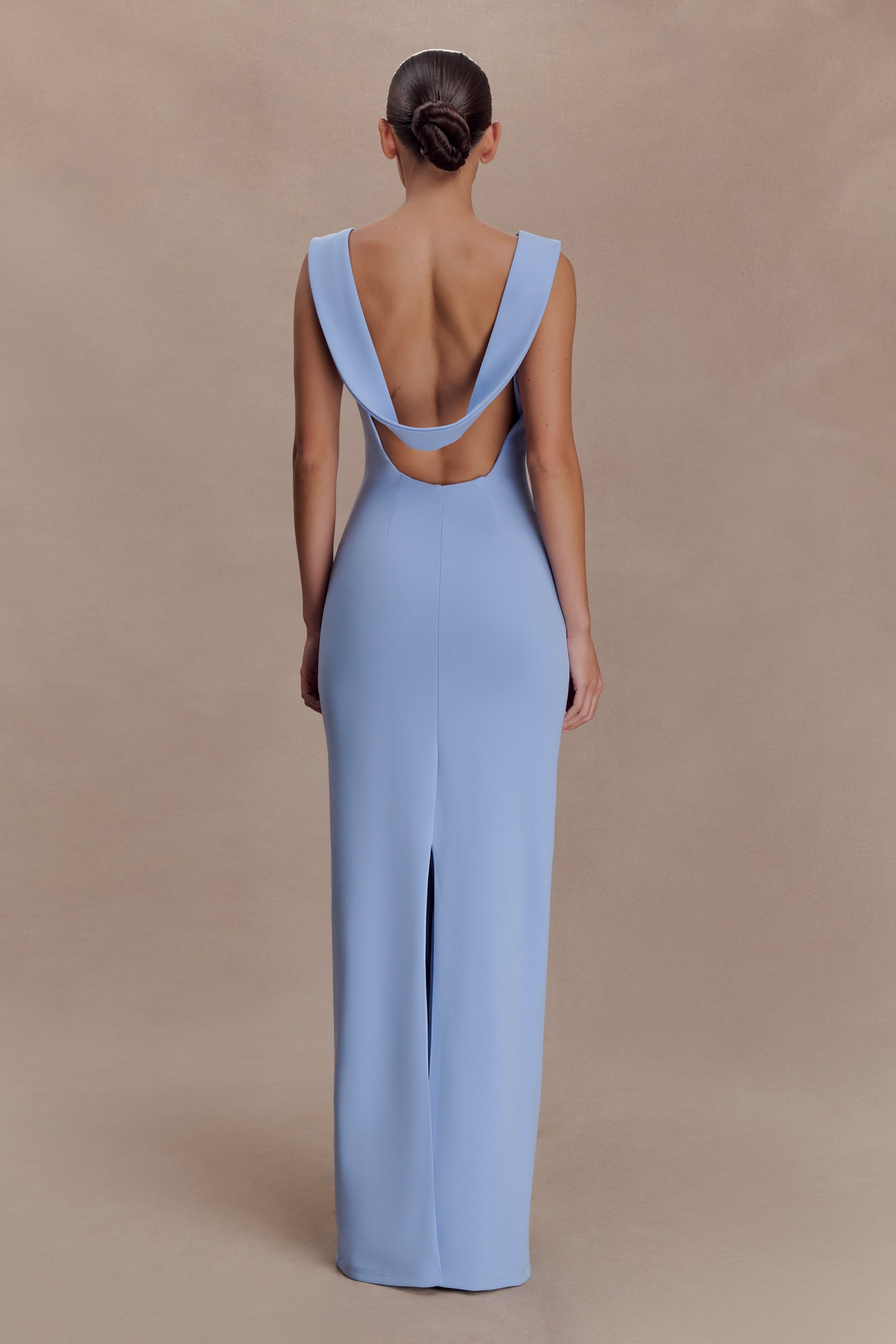Galilea Crepe Draped Maxi Dress - Cornflower Blue #5