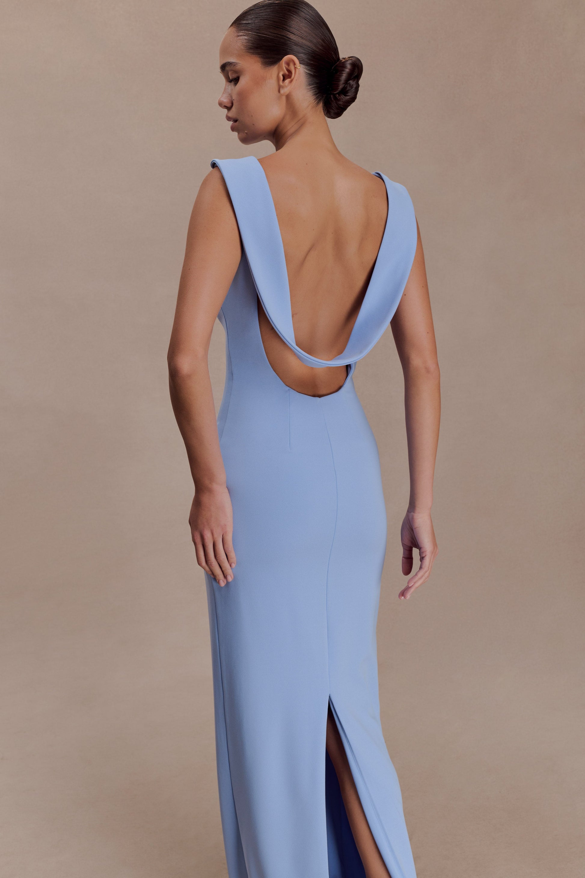 Galilea Crepe Draped Maxi Dress - Cornflower Blue #6
