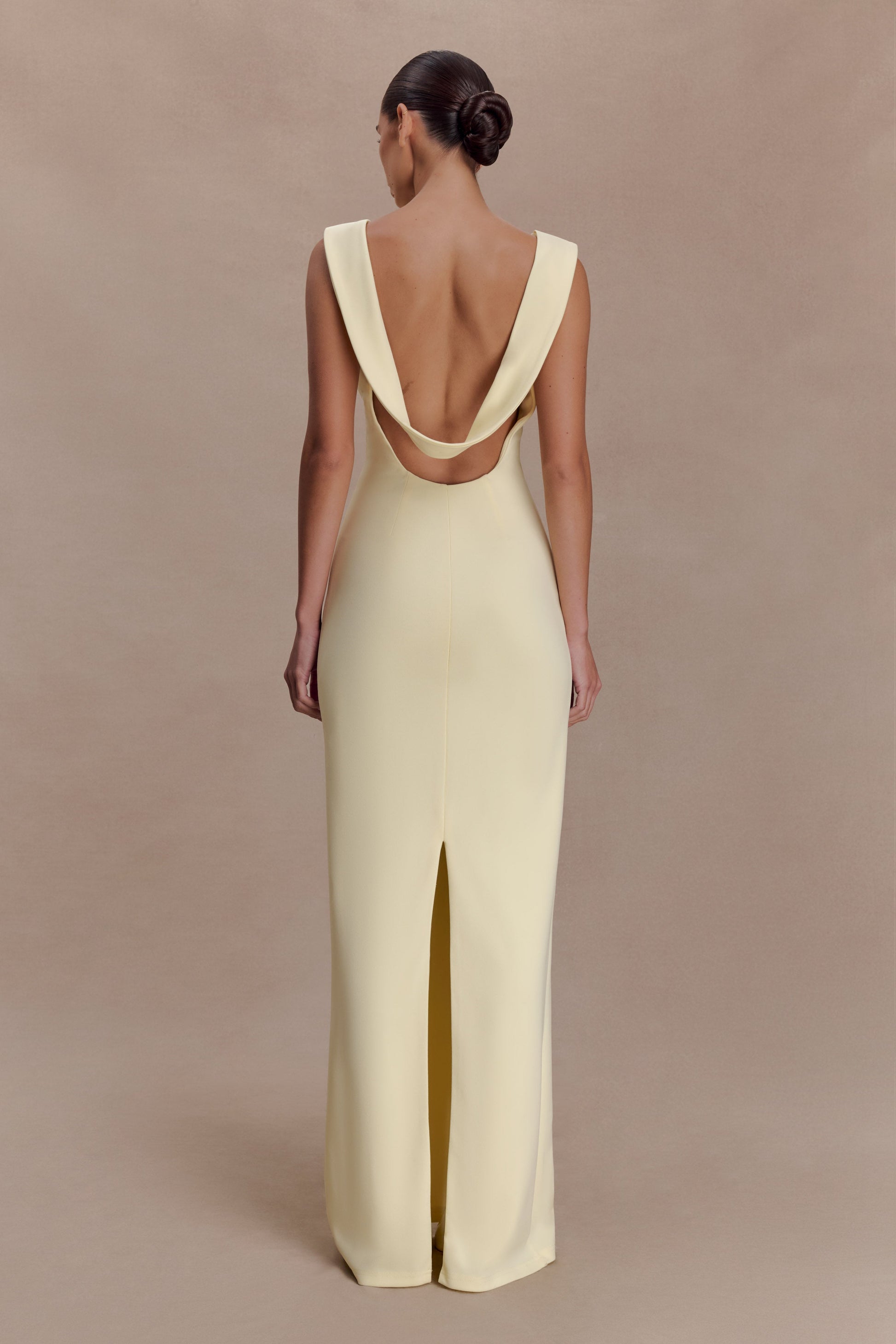 Galilea Crepe Draped Maxi Dress - Lemon #3