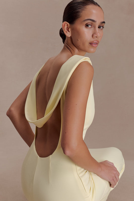 Galilea Crepe Draped Maxi Dress - Lemon