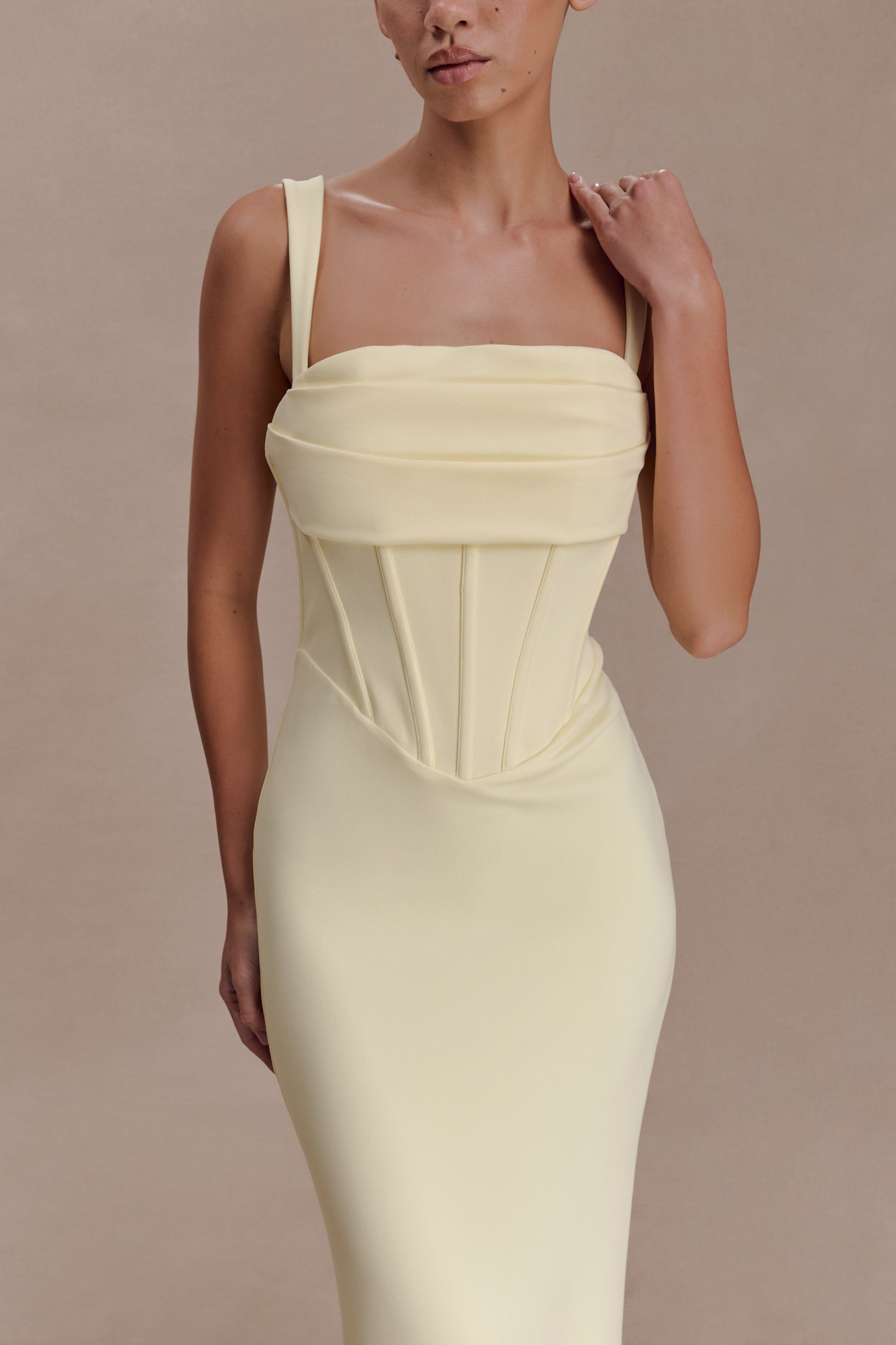 Luella Crepe Corset Maxi Dress - Lemon #3