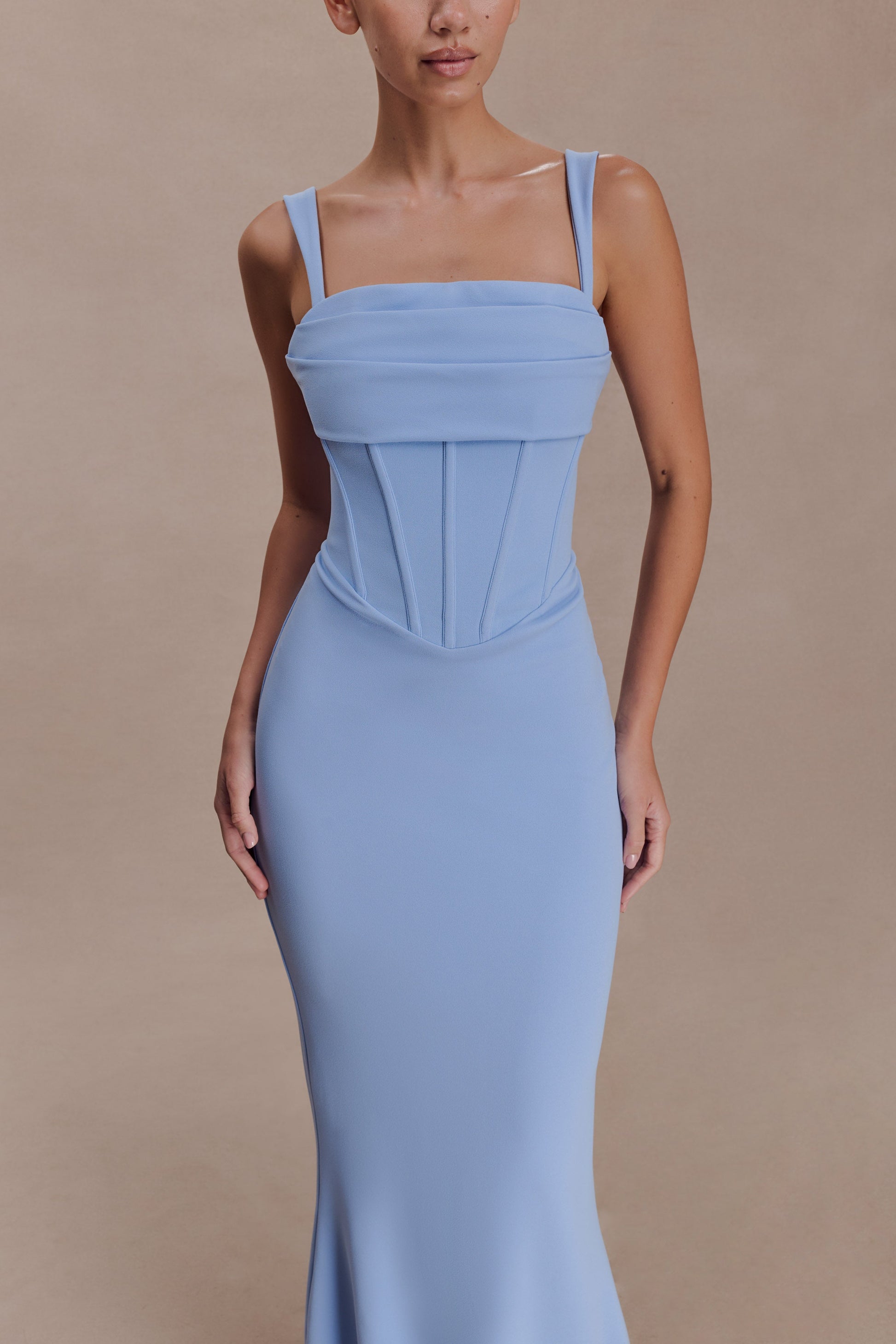 Luella Crepe Corset Maxi Dress - Cornflower Blue #3