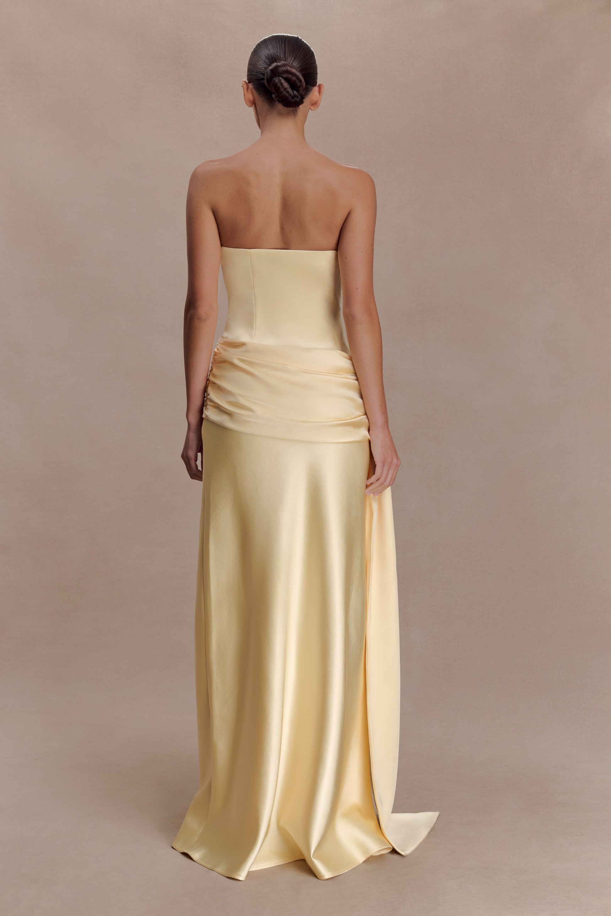 Sarah Strapless Maxi Dress With Waist Tie - Lemon #6