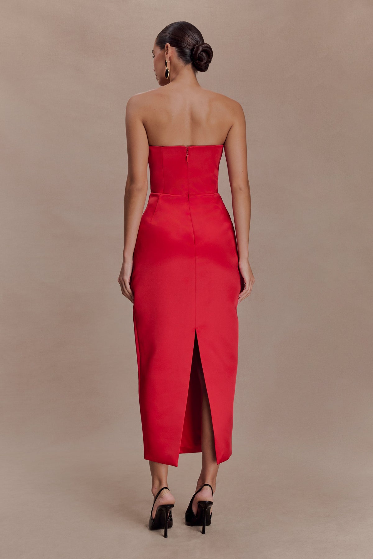 Ophelia Peplum Satin Maxi Dress - Red #2