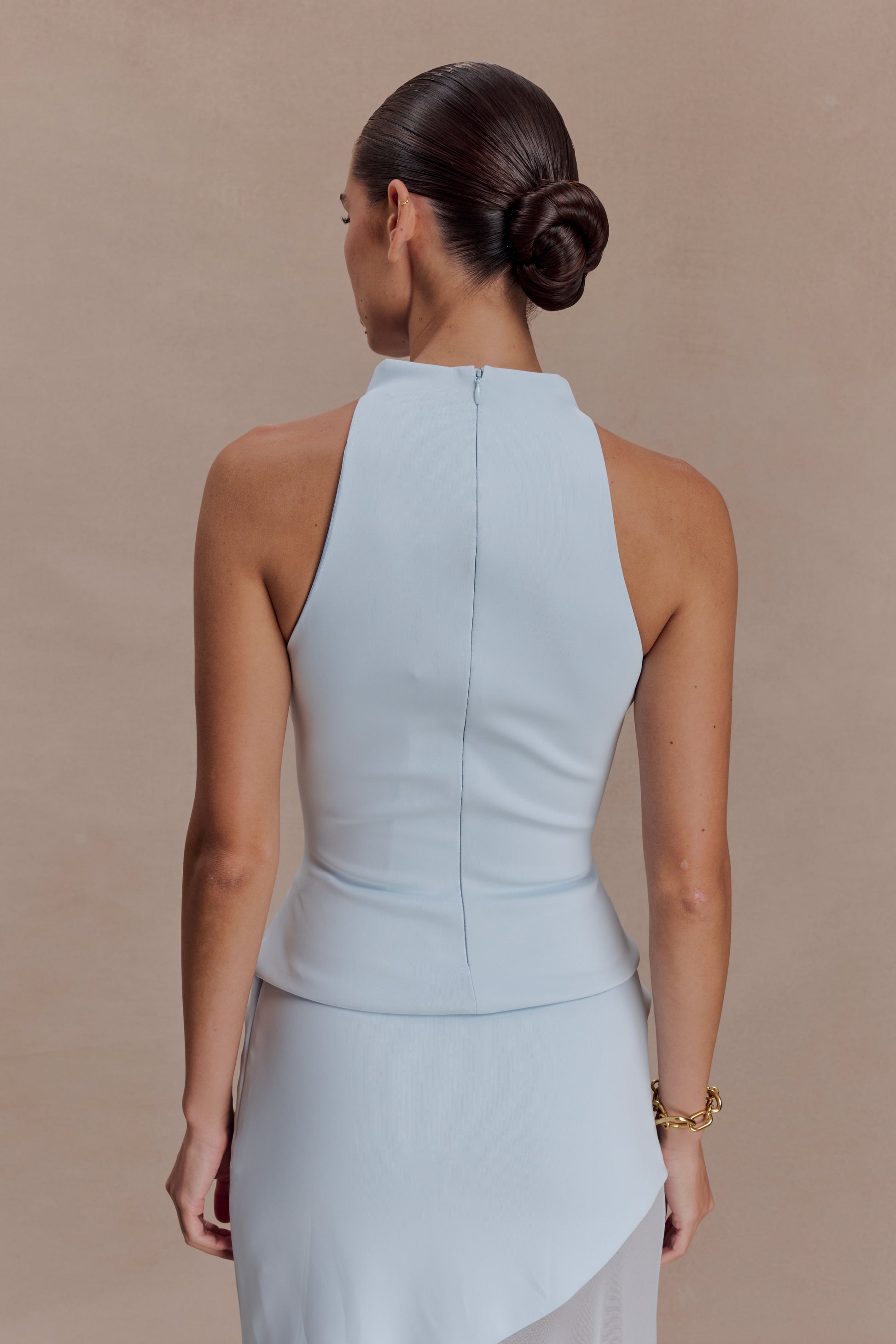 Portia Scuba Sleeveless Top - Pale Blue #2