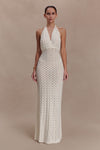 Deeliah Halterneck Crochet Maxi Dress -  Ivory