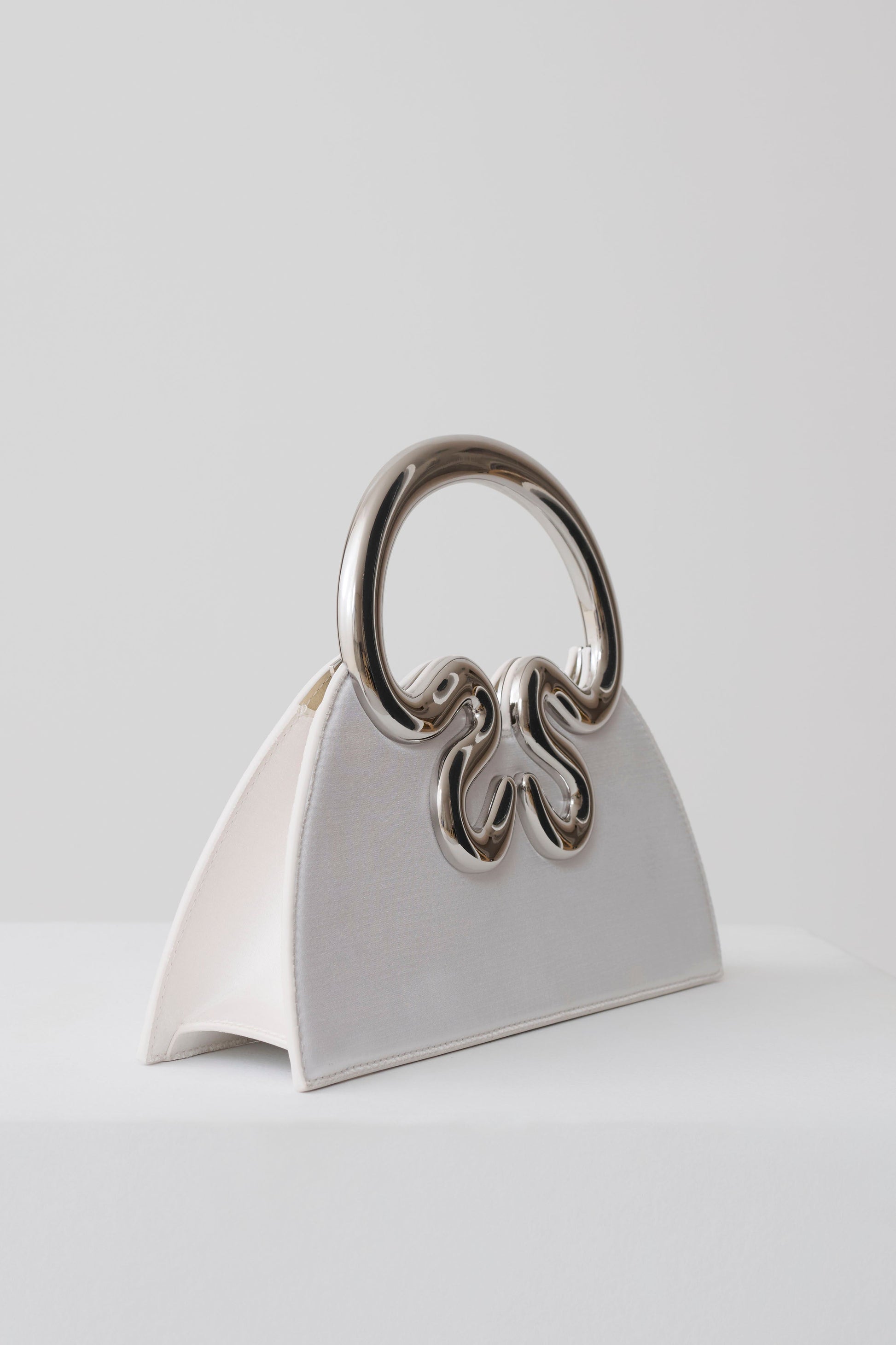 Elianne Satin Frame Clutch Bag - White #3