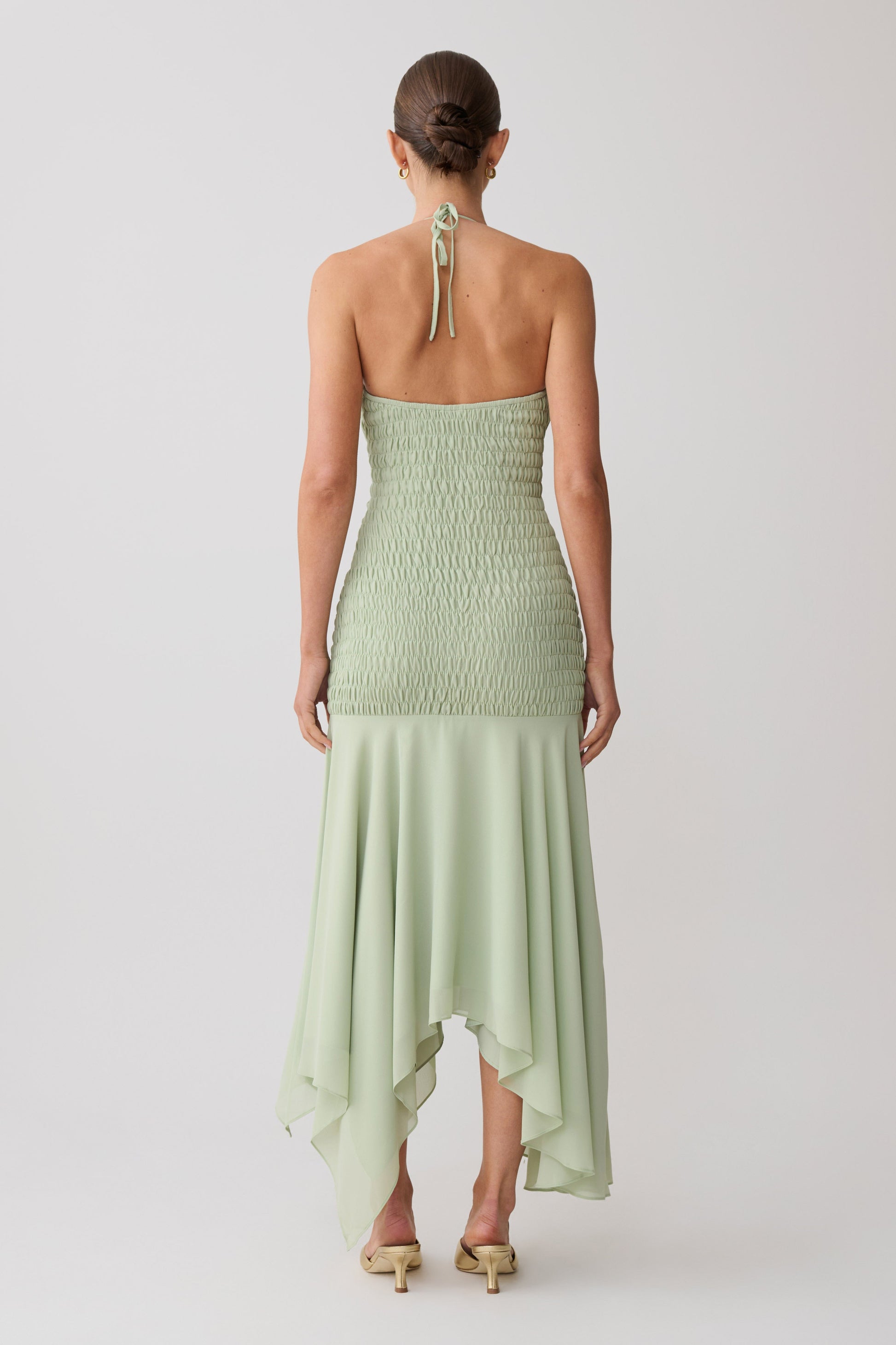 Evelyn Shirred Chiffon Maxi Dress - Sage #3