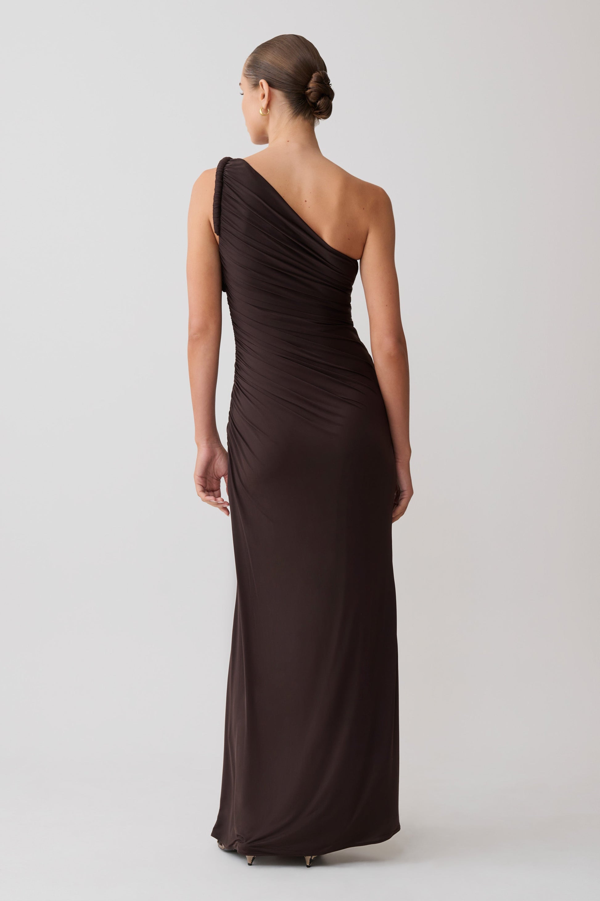 Ryn Twisted One Shoulder Maxi Dress - Dark Chocolate #2
