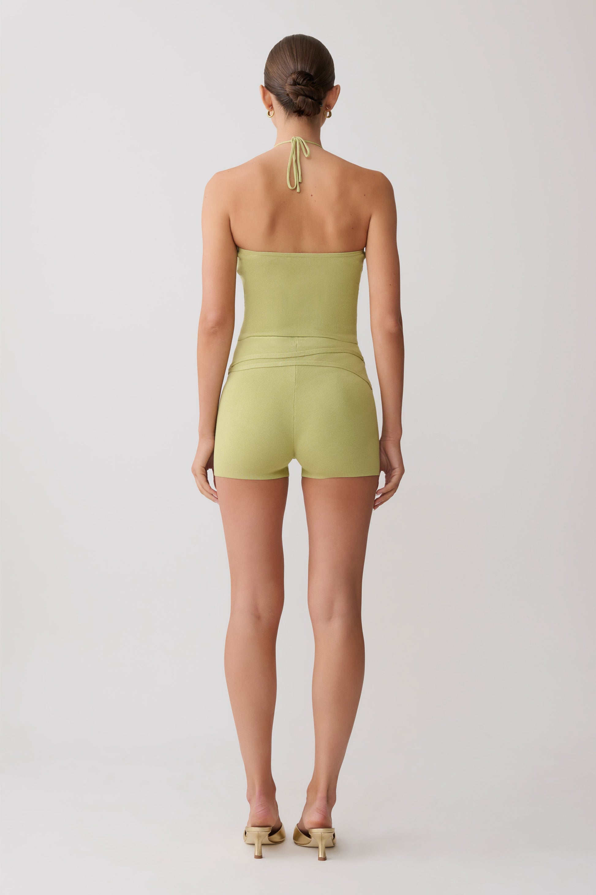 Dimitri Mini Knit Shorts With Belt - Light Olive #2