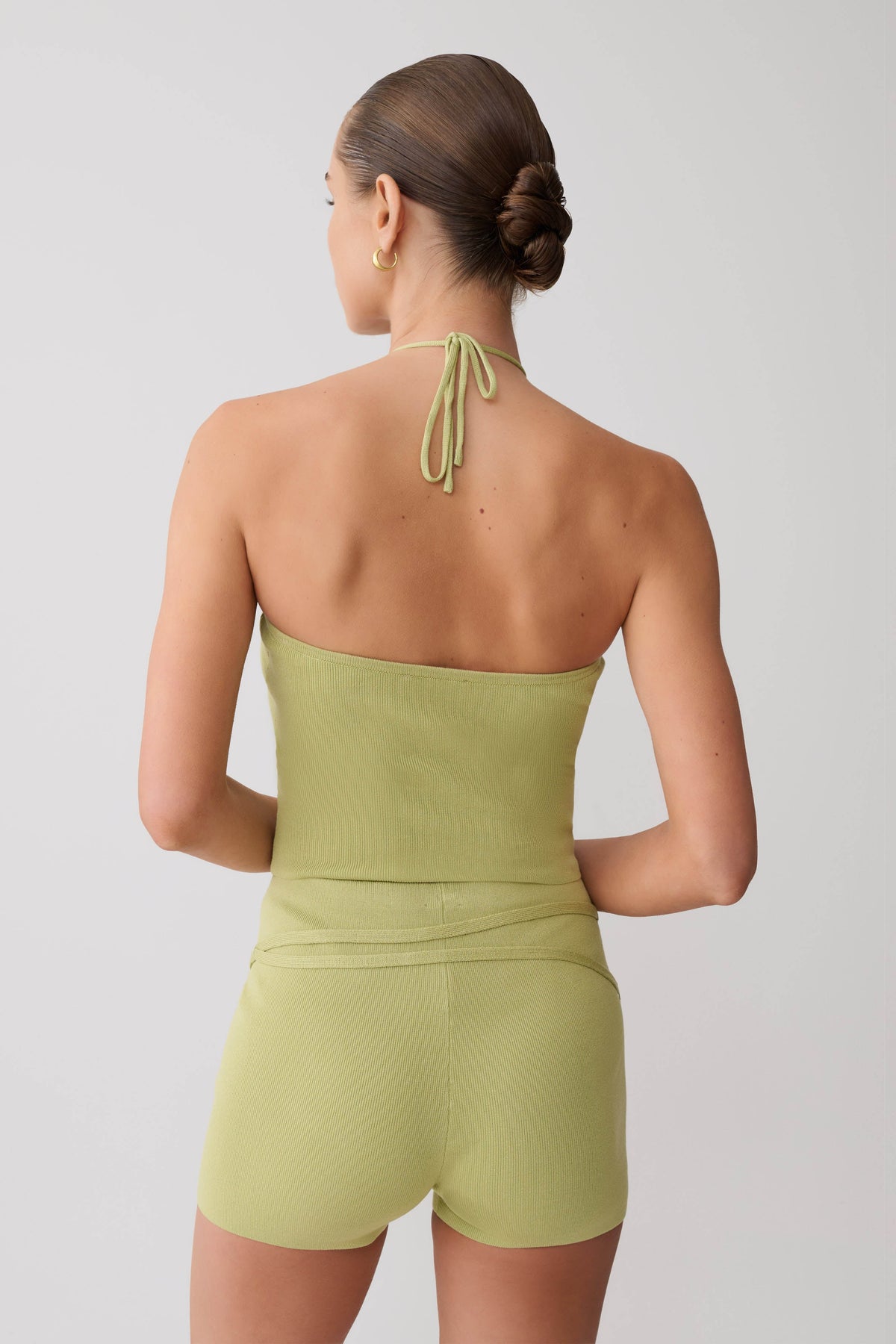 Dimitri Knit Halter Top With Hardware - Light Olive #2
