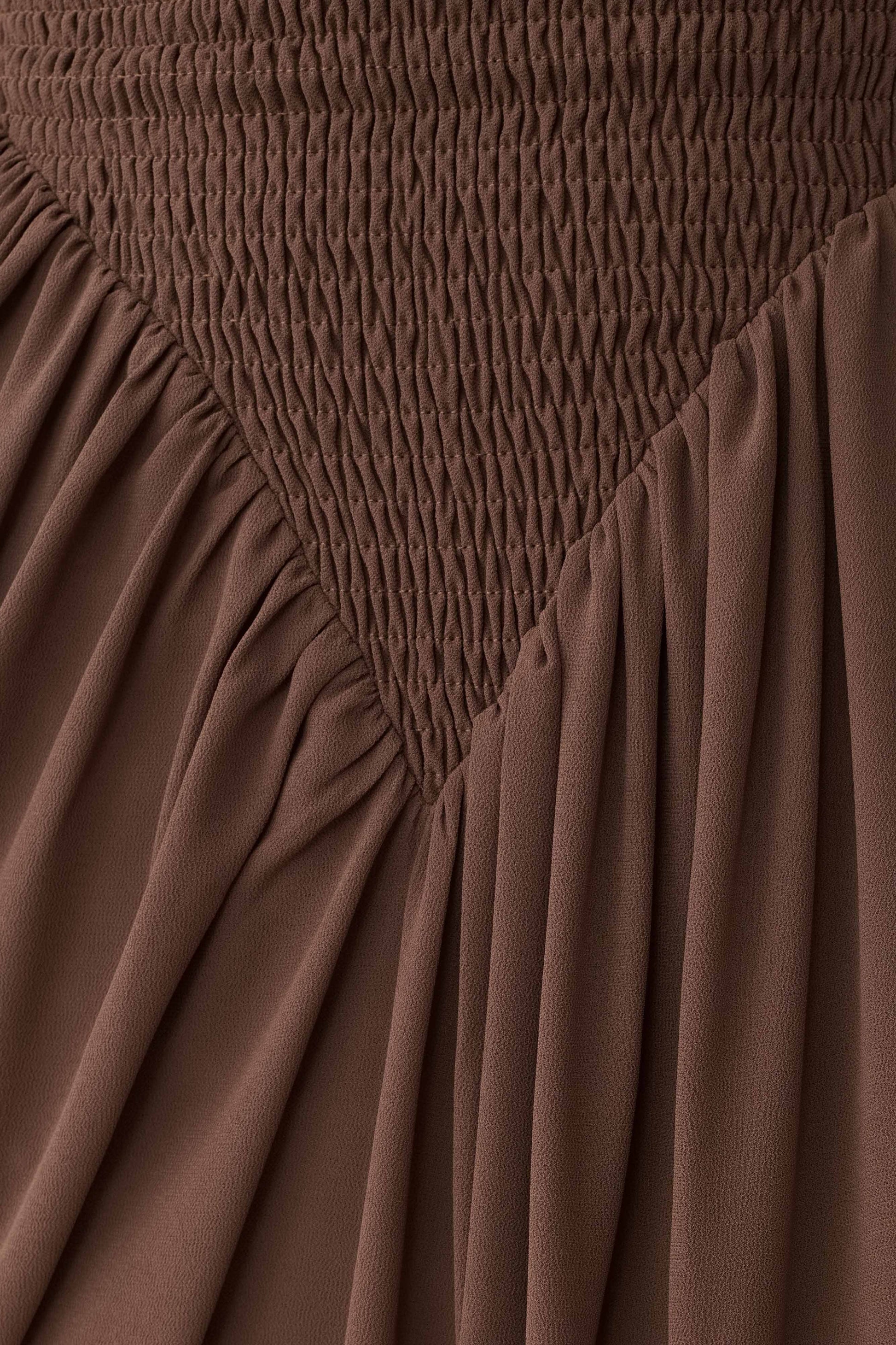 Nola Shirred Asymmetric Midi Dress - Mocha #8