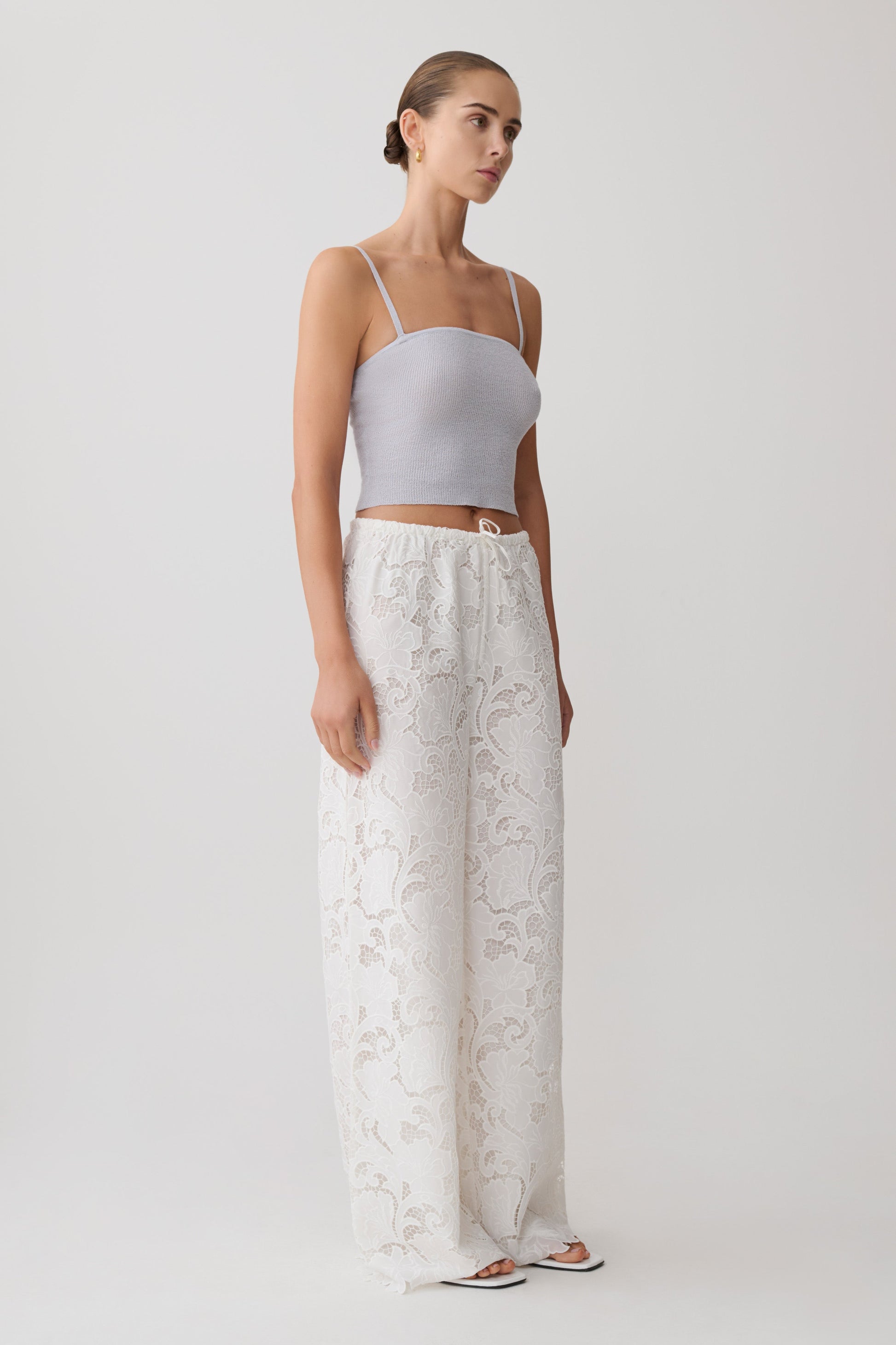 Tessa Broderie Straight Leg Pants - White #8