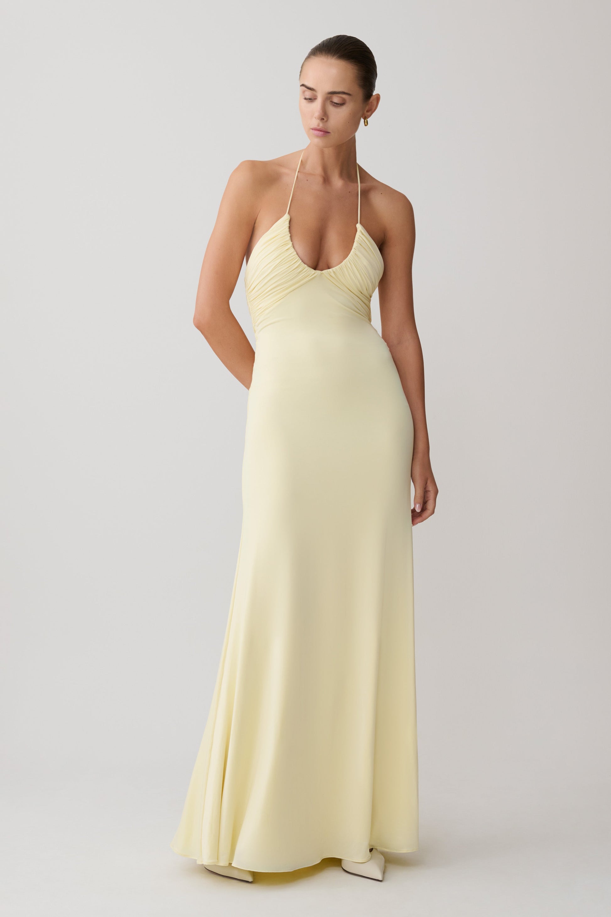 Maely Gathered Slinky Maxi Dress - Lemon #5