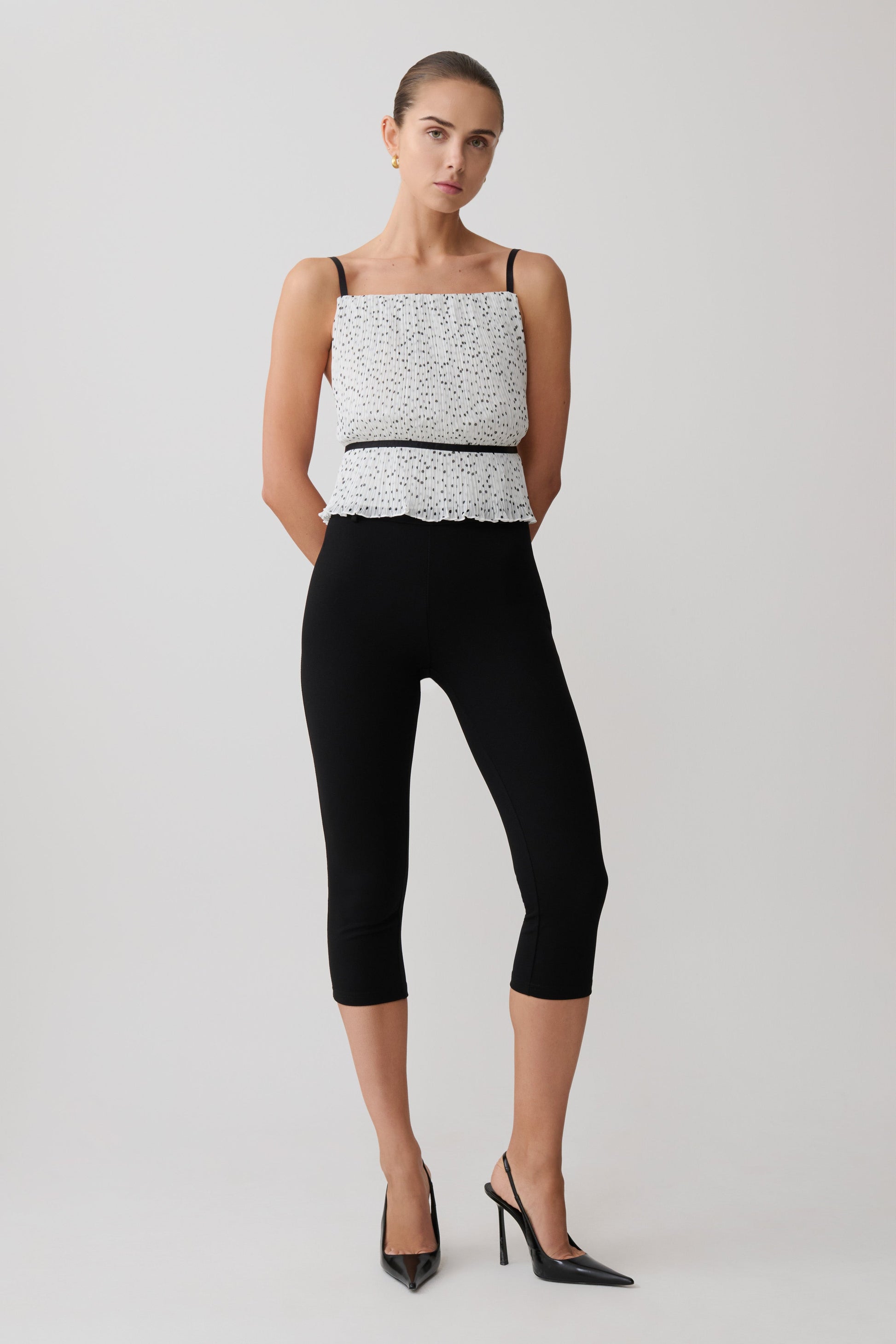 Lilou Pleated Sleeveless Top - Polka Dot #5