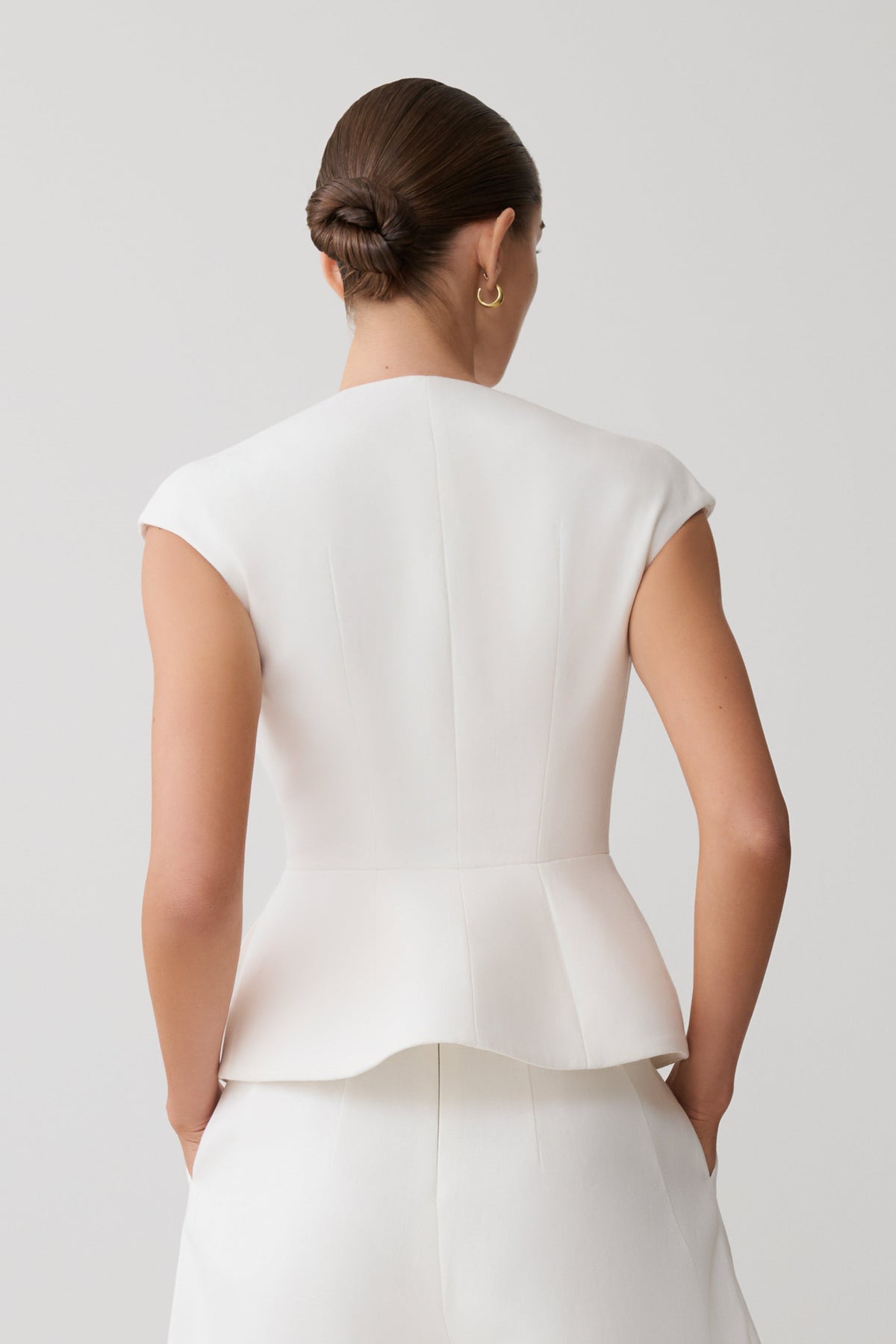Oriana Linen Button Vest - White #3