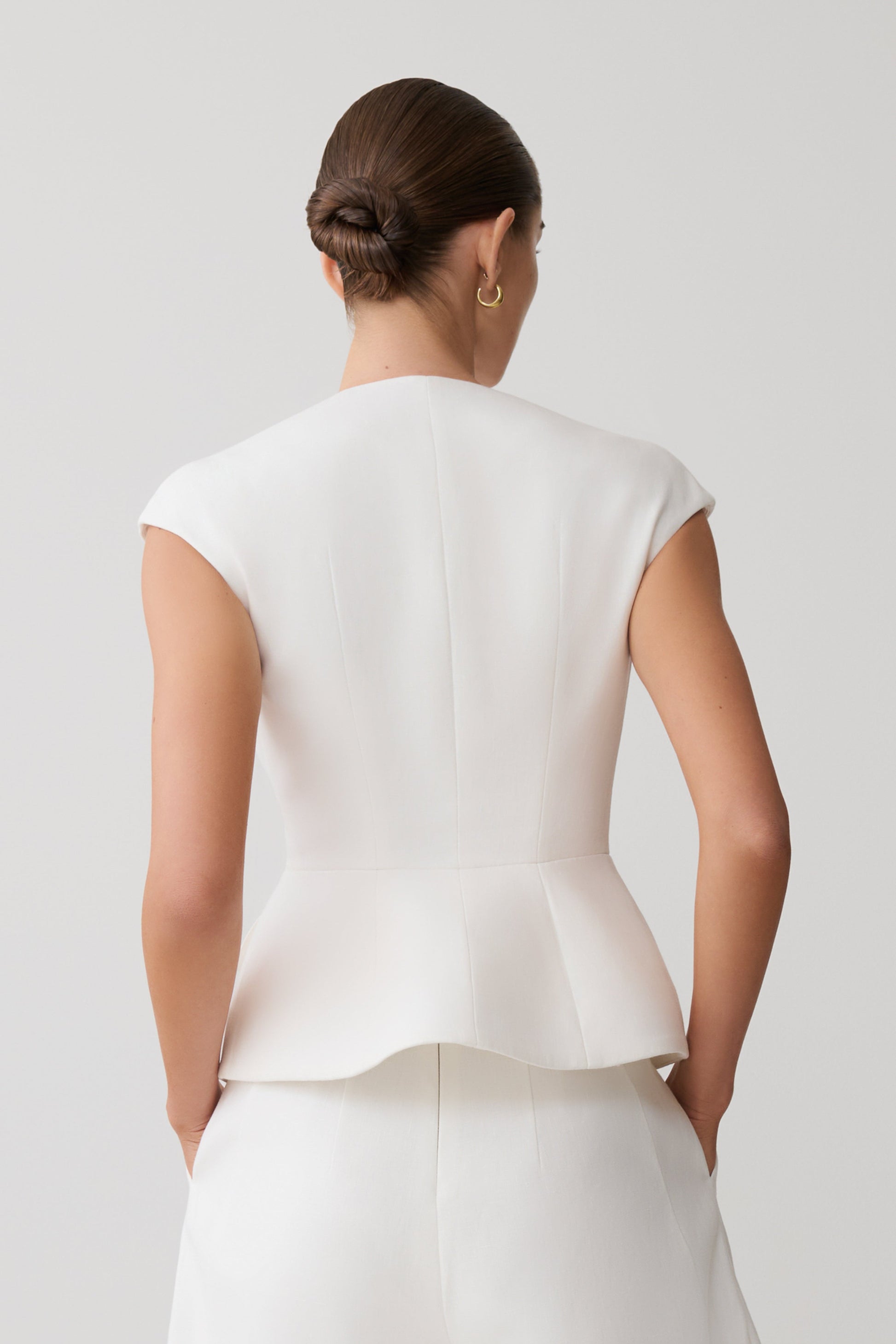Oriana Linen Button Vest - White #3