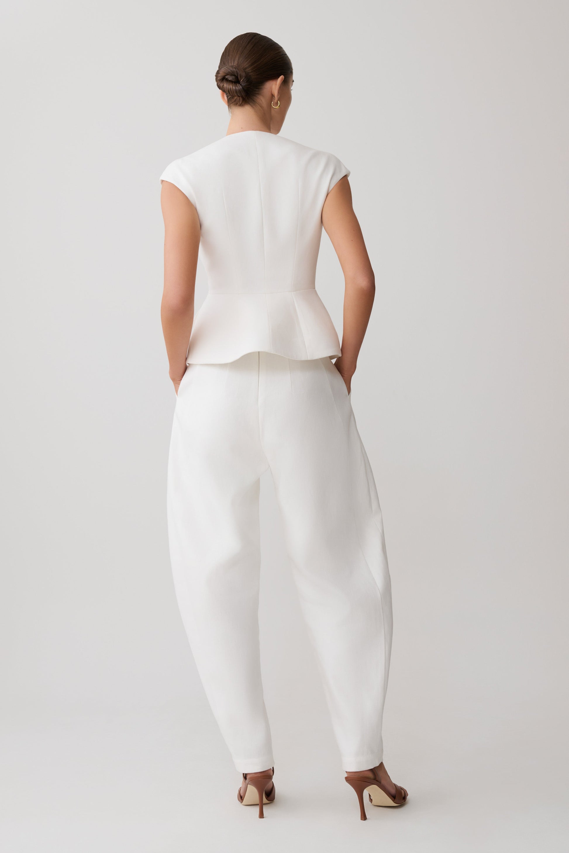 Oriana Linen Oversize Pants - White #3