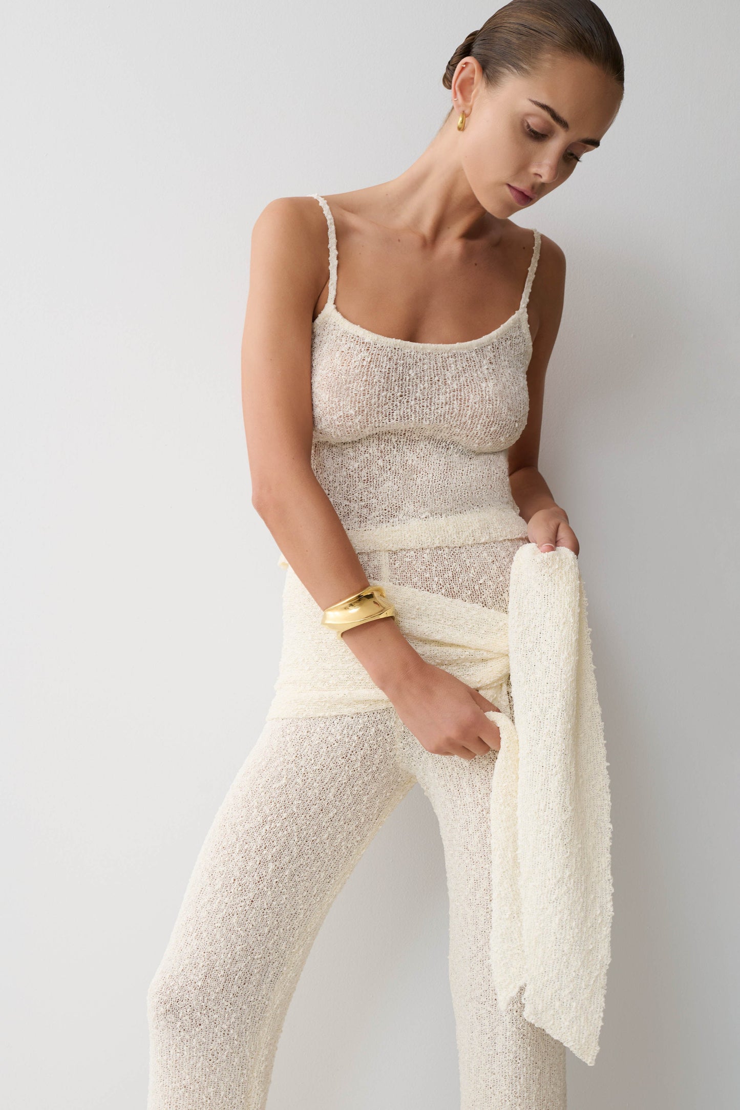 Mattais Boucle Knit Pants - Ivory