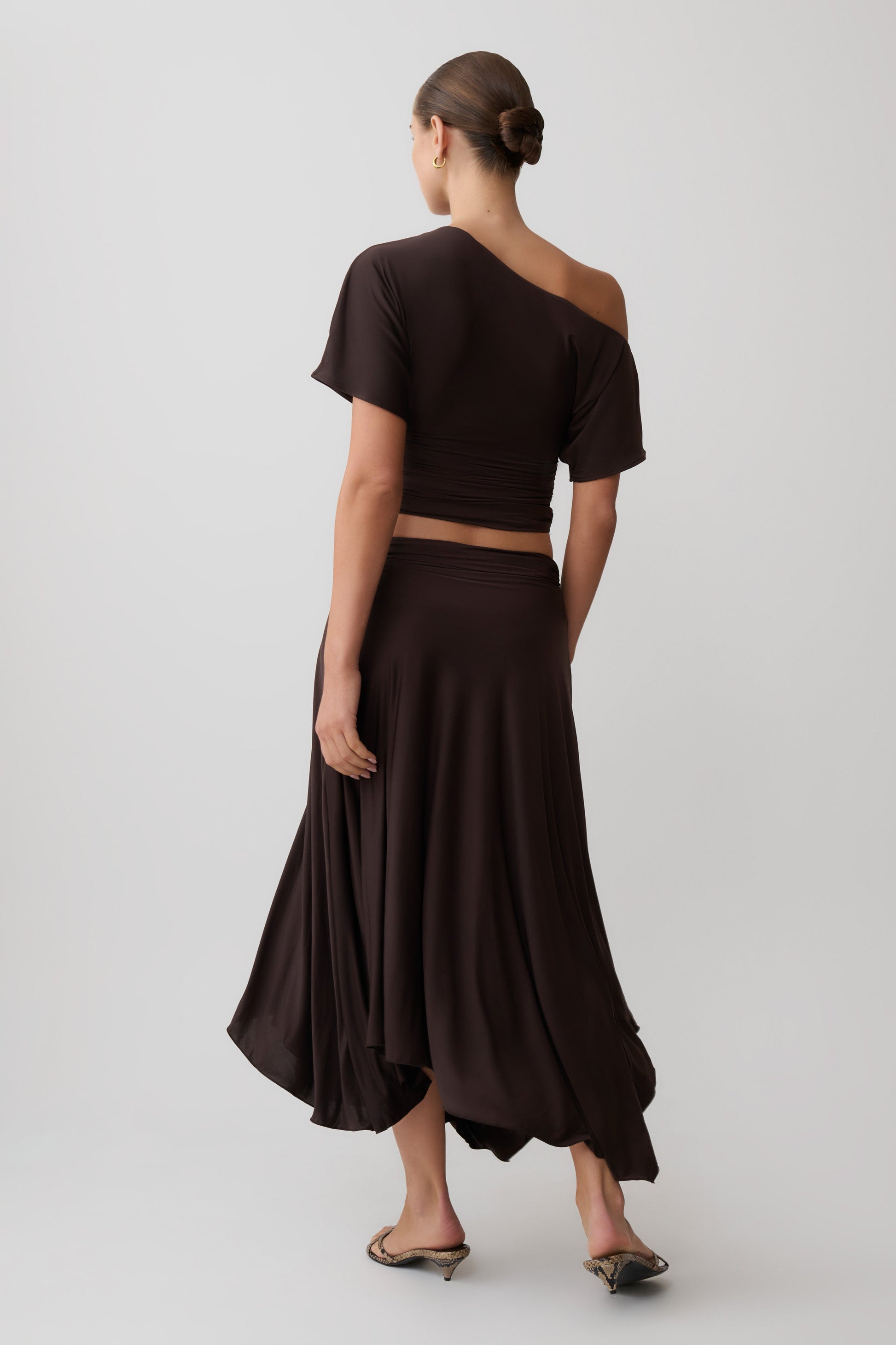 Luu Off Shoulder Slinky Top - Dark Chocolate #5