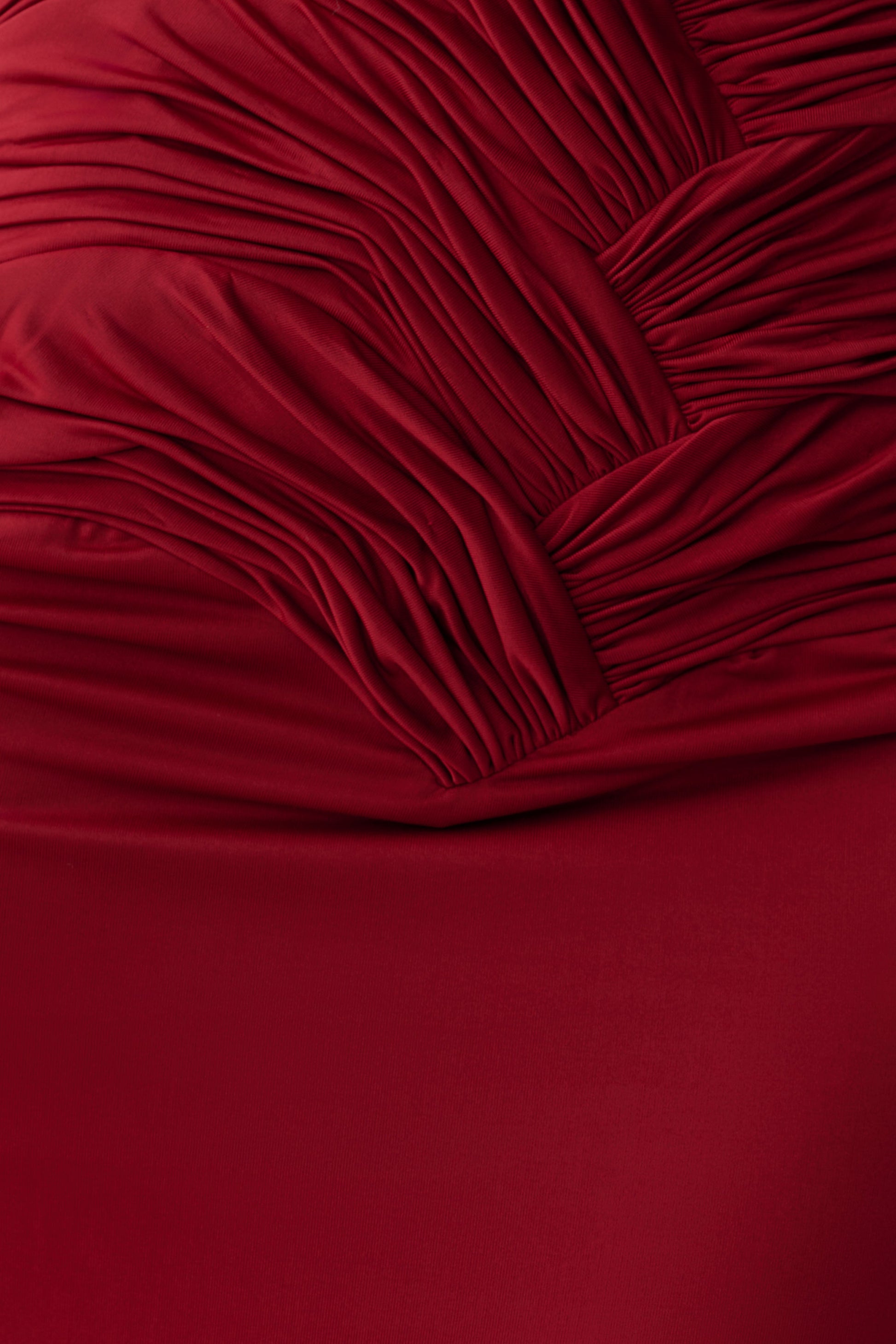 Hoai Gathered Slinky Halter Maxi Dress - Deep Red #11