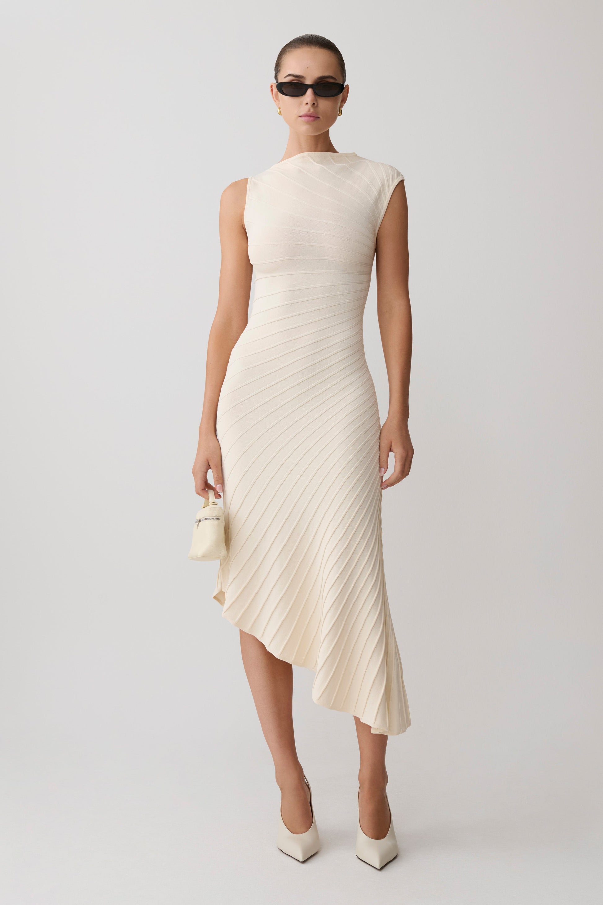 Milasandra Pleated Knit Dress - Ivory #5