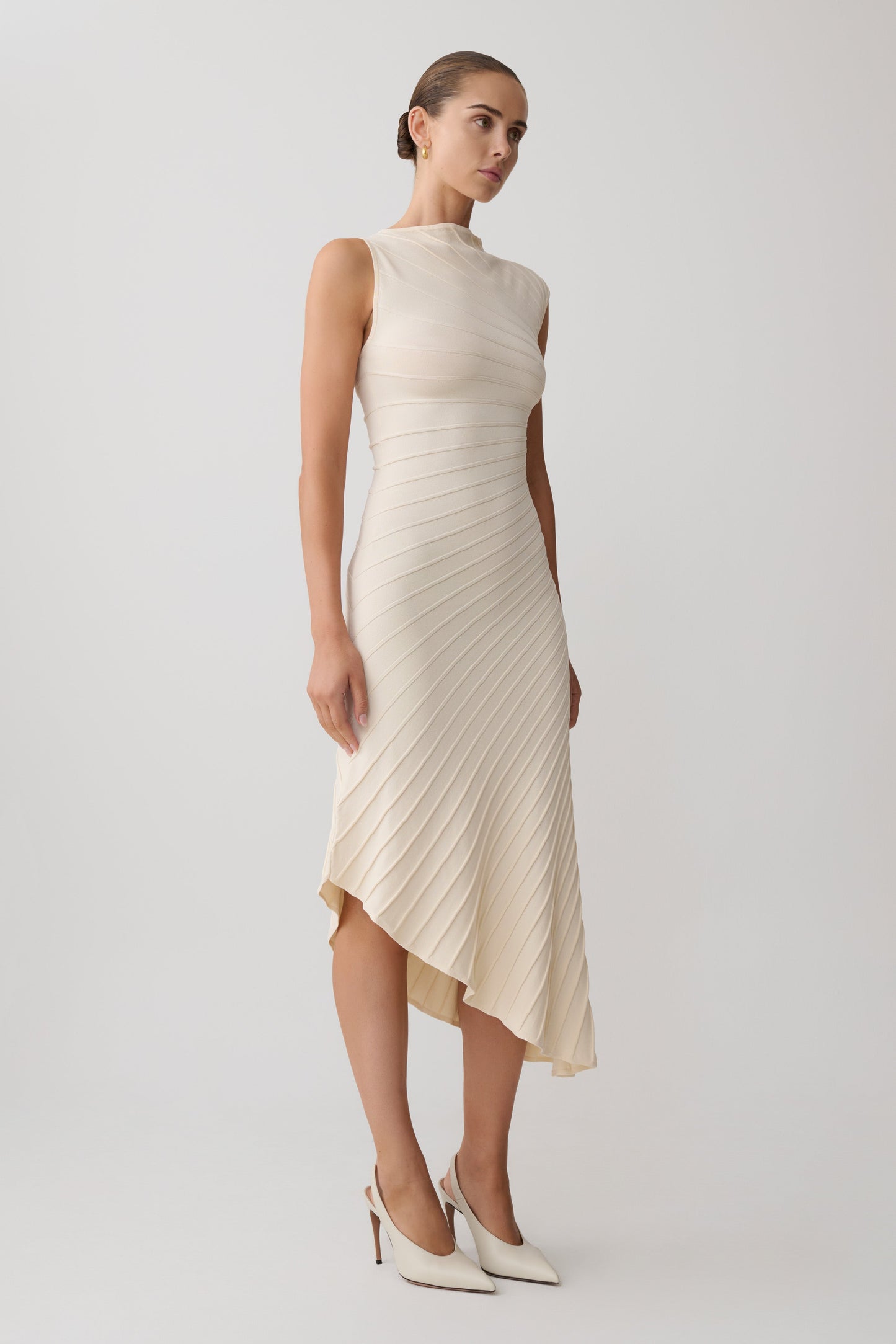 Milasandra Pleated Knit Dress - Ivory