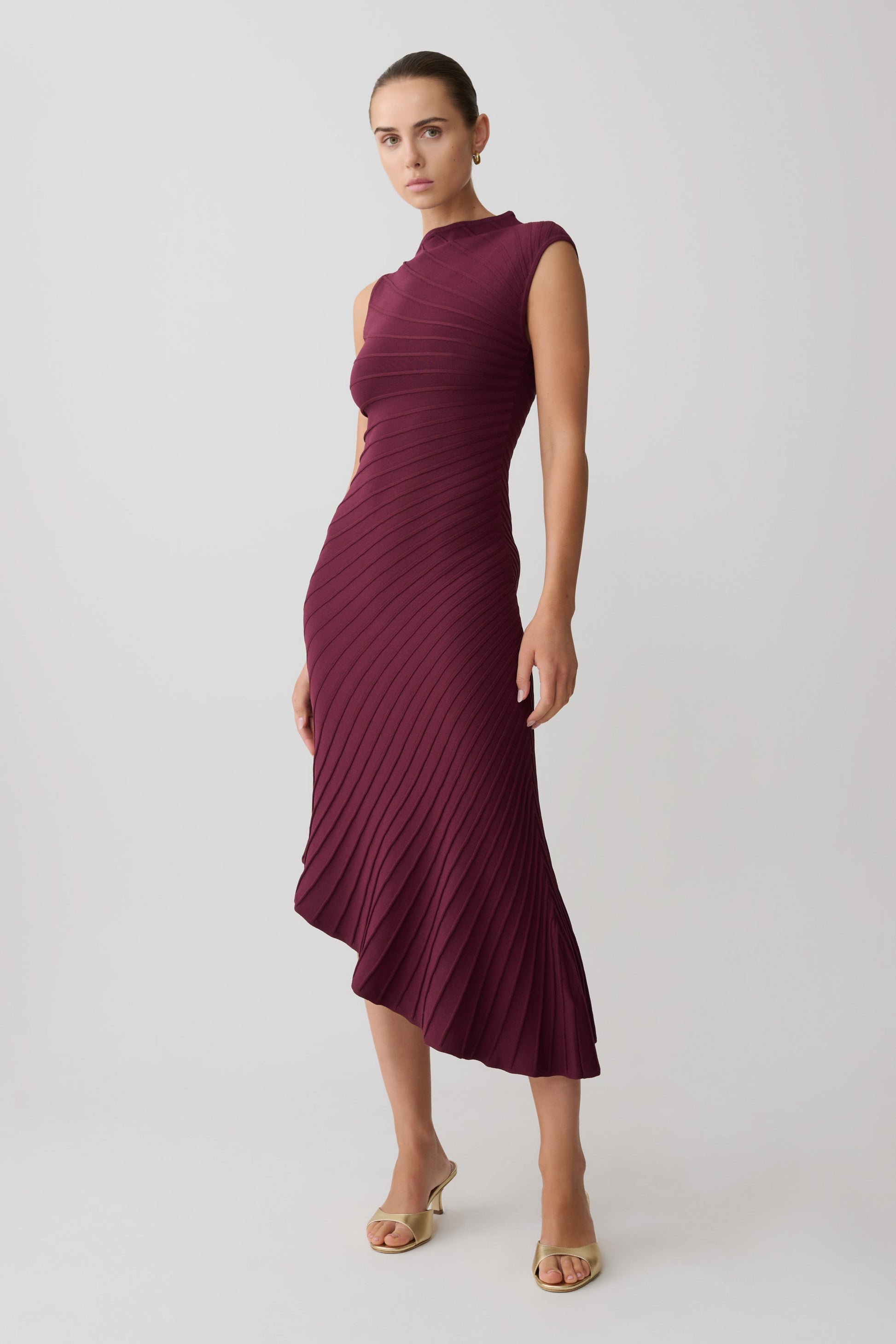 Milasandra Pleated Knit Dress - Plum #4