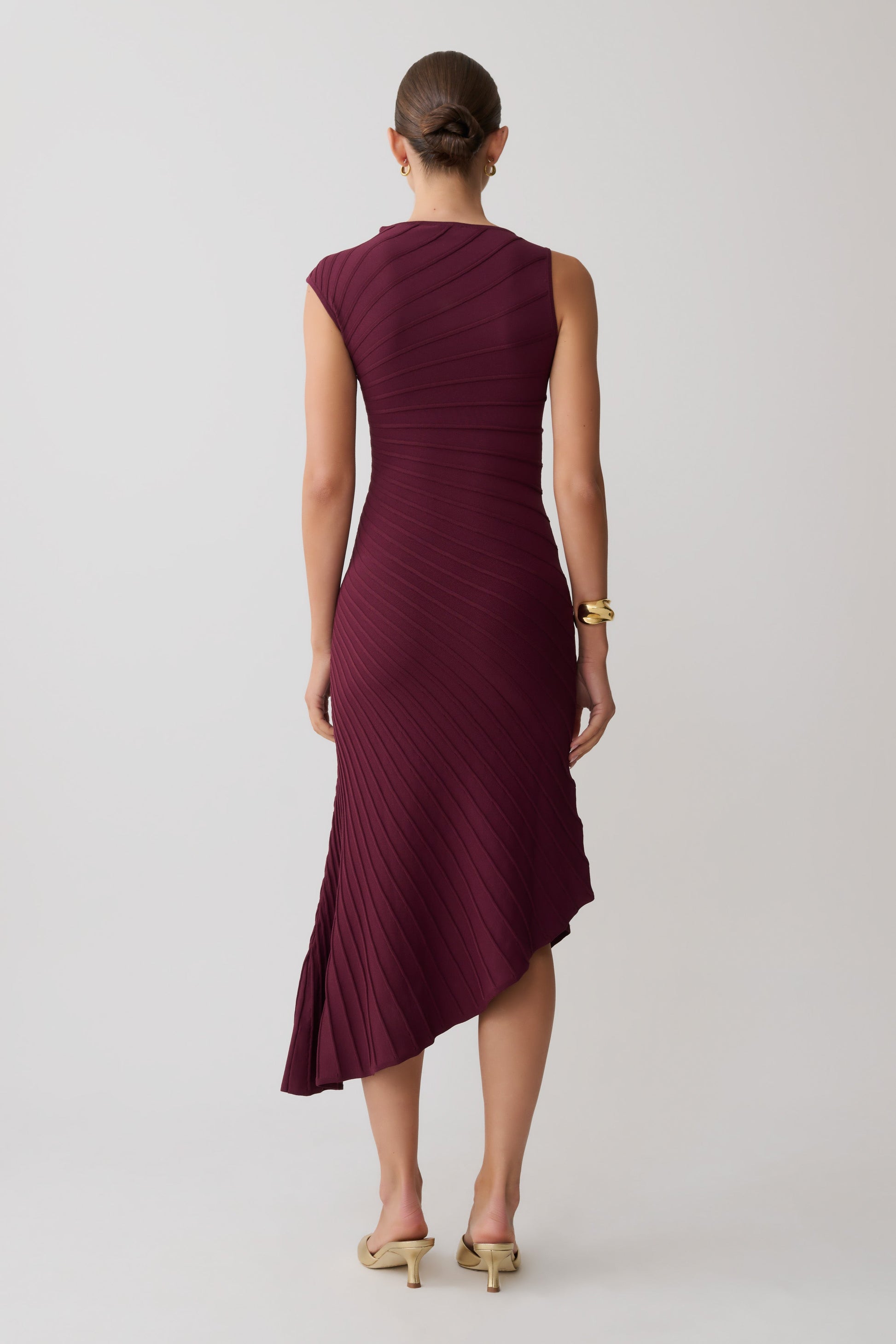 Milasandra Pleated Knit Dress - Plum #2