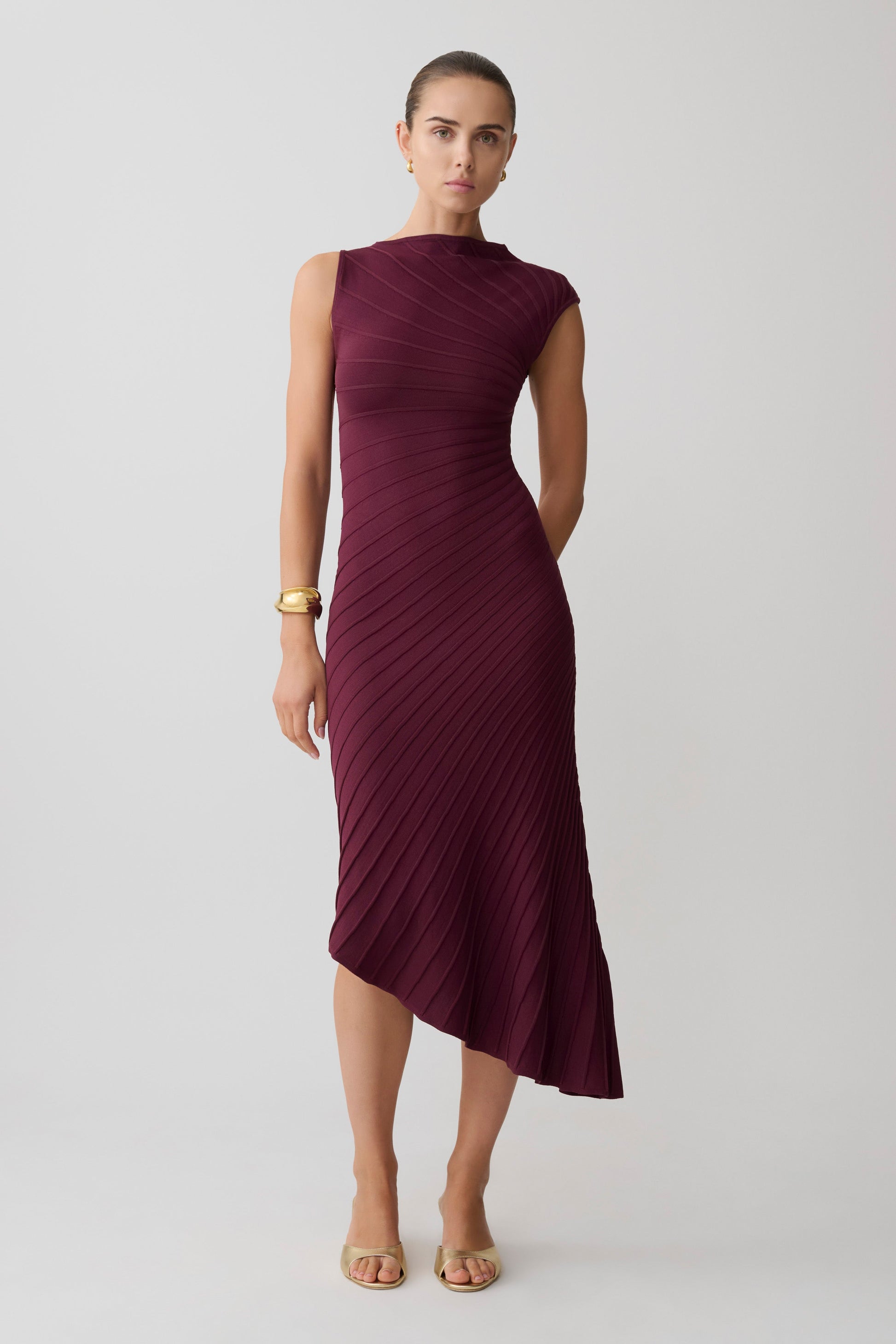Milasandra Pleated Knit Dress - Plum #5